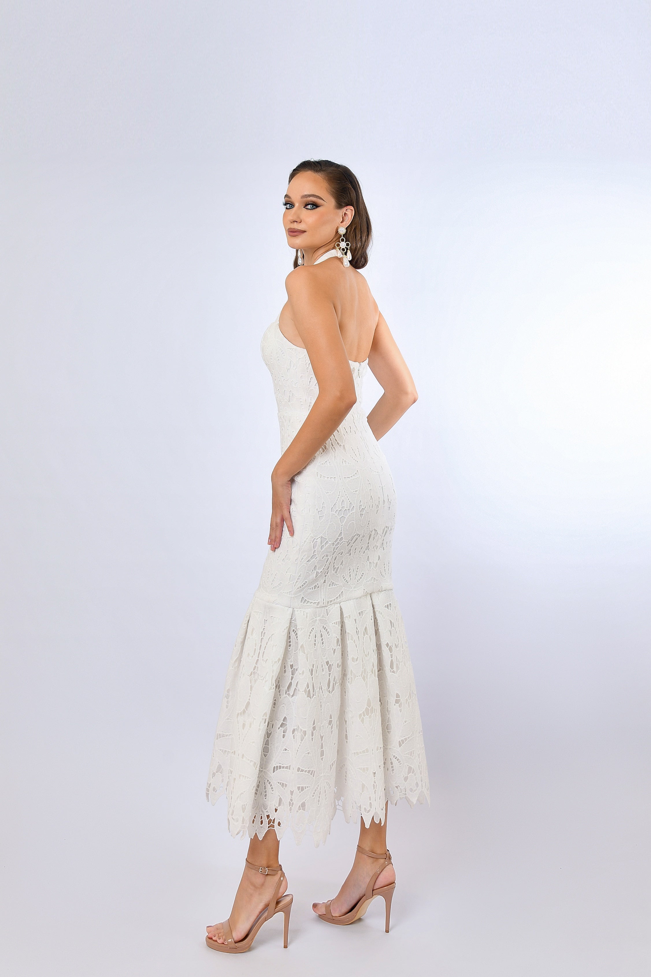 Elegant Fawn Lace Maxi Dress for Women - Boho Chic Long Flowy Dress for Weddings, Parties & Special Occasions