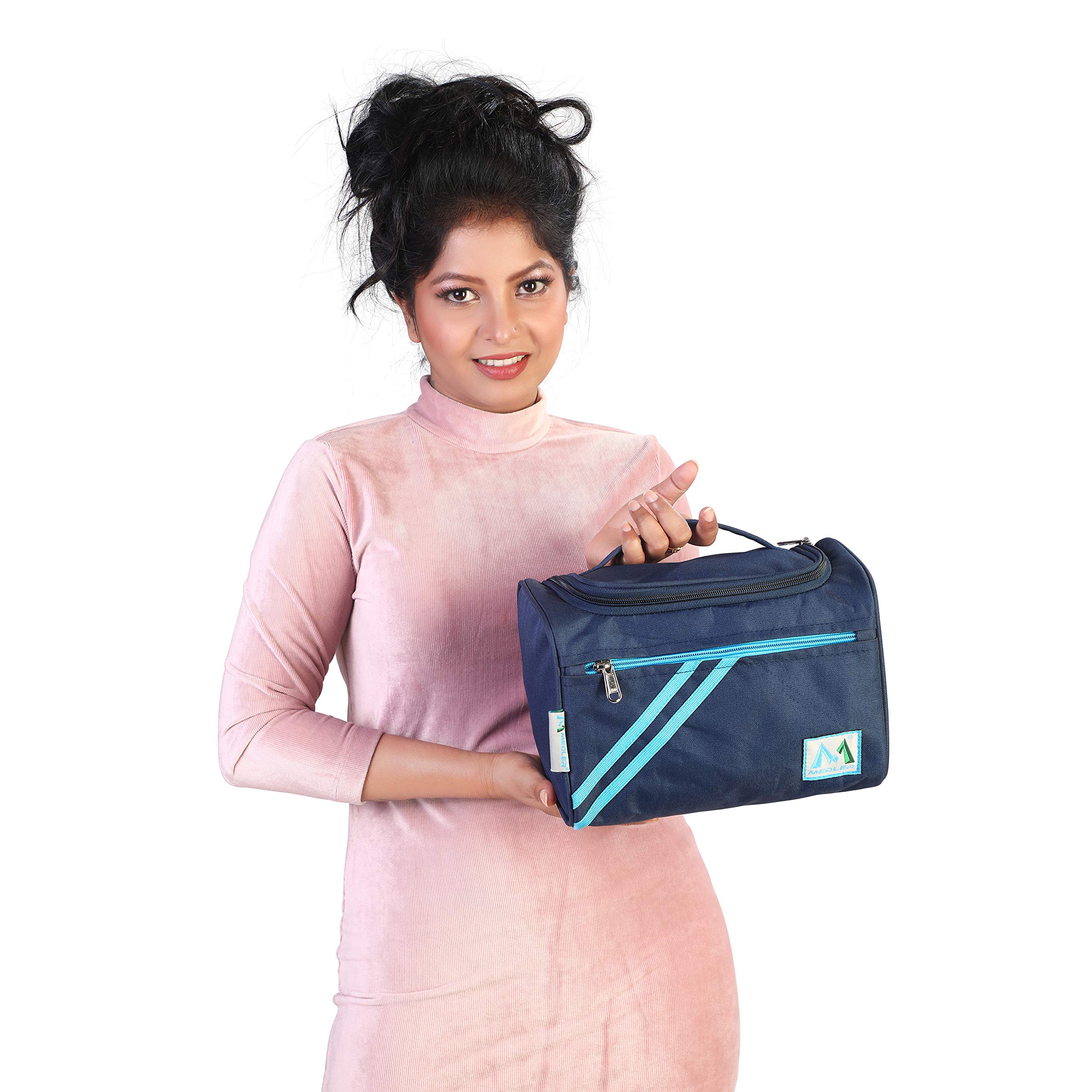 Waterproof Cosmetic Organizer Bag for Women - Travel Makeup Pouch with Zipper for Cosmetics, Brushes & Accessories | Portable Toiletry Bag for Travel, Gym & Daily Use (Blue)