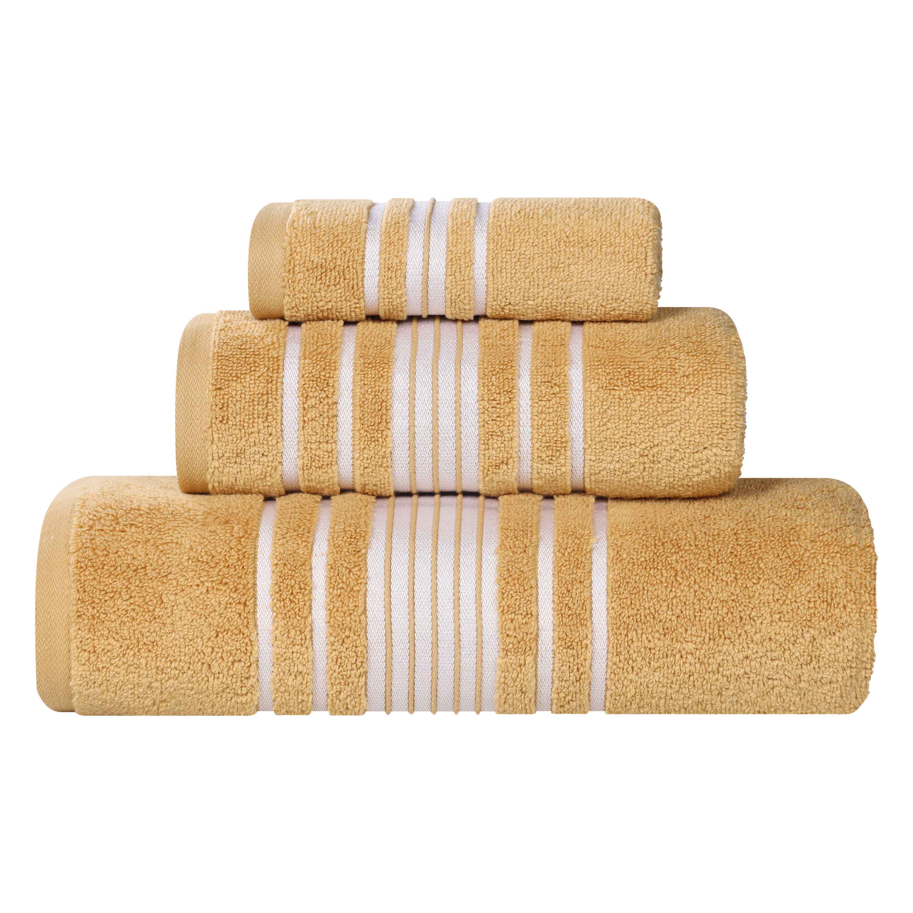 Premium Sadie Zero Twist Cotton 3-Piece Towel Set with Elegant Floral Motif - Ultra Soft & Absorbent Bath Towels for Spa, Guest Bathroom & Luxury Home Decor