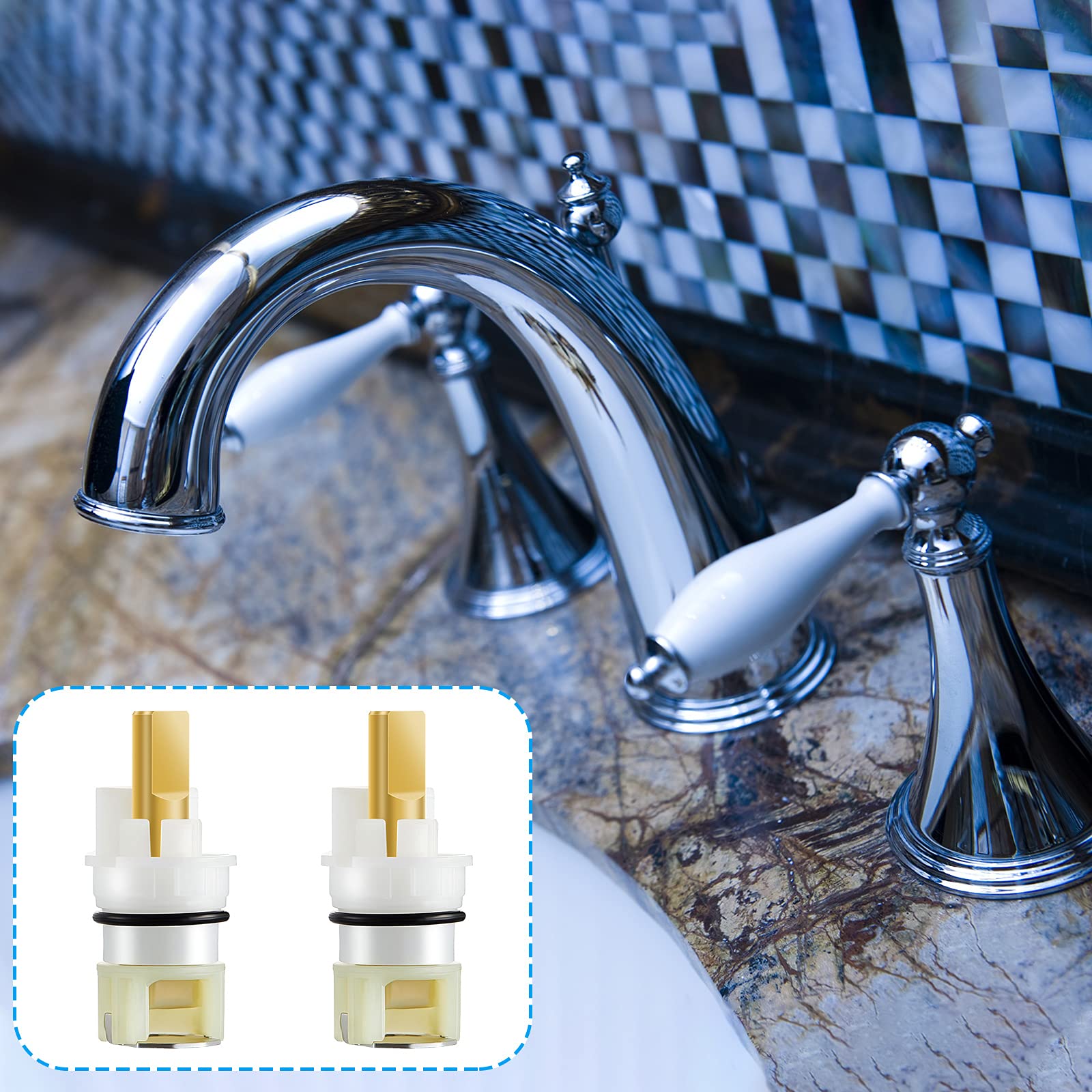4-Piece RP25513 Faucet Stem Replacement Kit with RP4993 Seat & Spring - Compatible with Kitchen Faucets - DIY Faucet Repair for Leaky Taps & Dripping Valves - Easy Home Plumbing Maintenance Solution