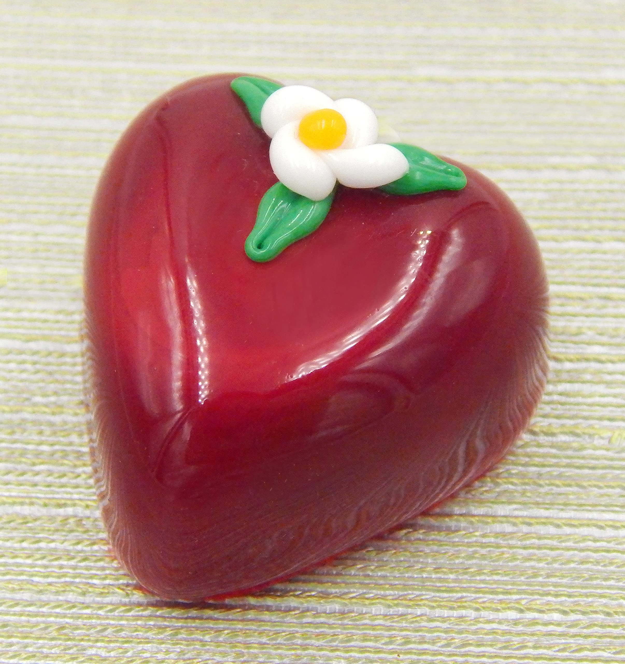 Handmade Glass Heart Chocolate Treat - Elegant Home Décor Gift with Cherry & White Flower Design | Perfect for Valentine's Day, Anniversary & Romantic Gifts