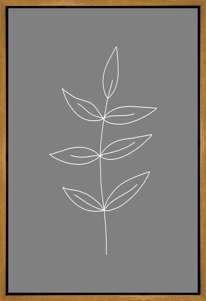 Minimalist Leaves Gray Gallery Wrap Canvas Art - Modern Home Decor for Living Room, Bedroom & Office