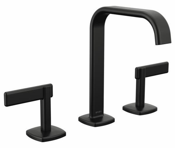 Allaria Matte Black Widespread Bathroom Faucet with Square Spout - 1.2 GPM Low Flow Water Saving Design - Single Handle Modern Bathroom Sink Faucet - Perfect for Vanity, Powder Room & Guest Bathroom