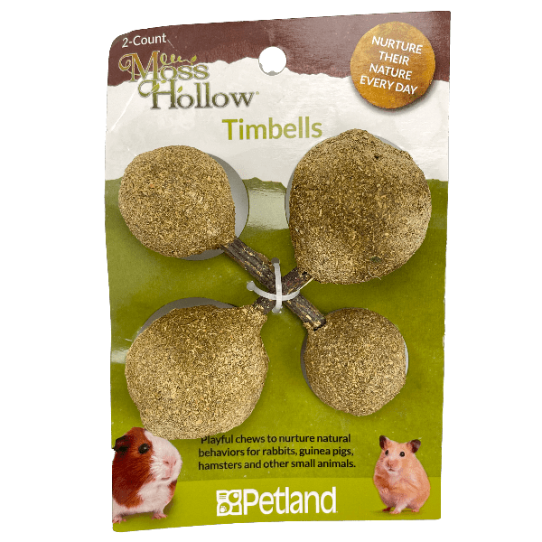 Moss Hollow Timbells Hay Treat for Small Pets - Natural Chew Toy for Rabbits, Guinea Pigs & Hamsters - Perfect for Cage Enrichment & Dental Health