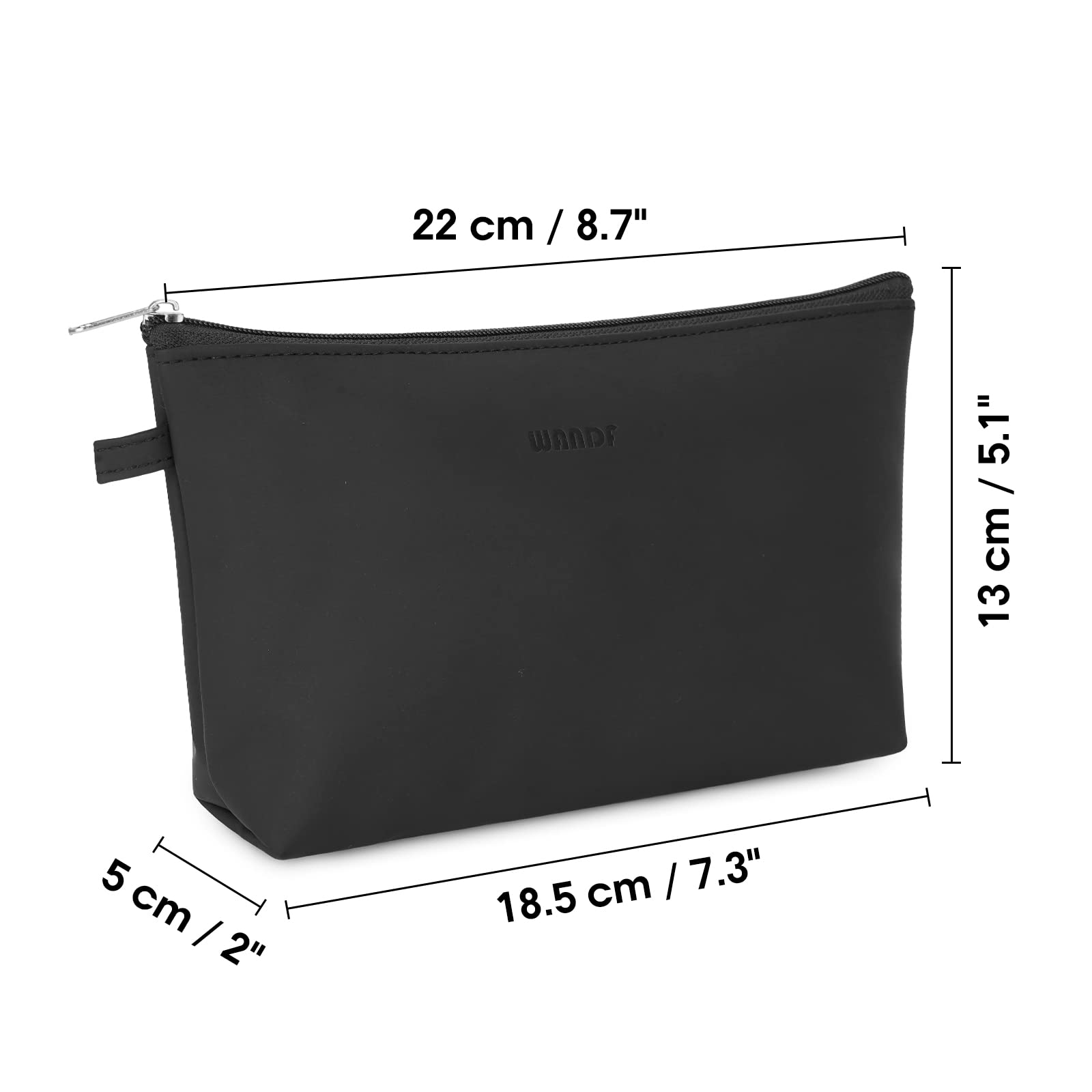 Waterproof Mini Makeup Bag for Women - Travel & Purse Organizer (Pure Black)