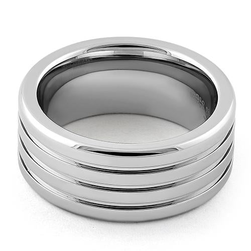 Stainless Steel 4-Layer Triple Groove Band Ring for Men & Women - Durable Wedding, Engagement, or Fashion Jewelry Gift