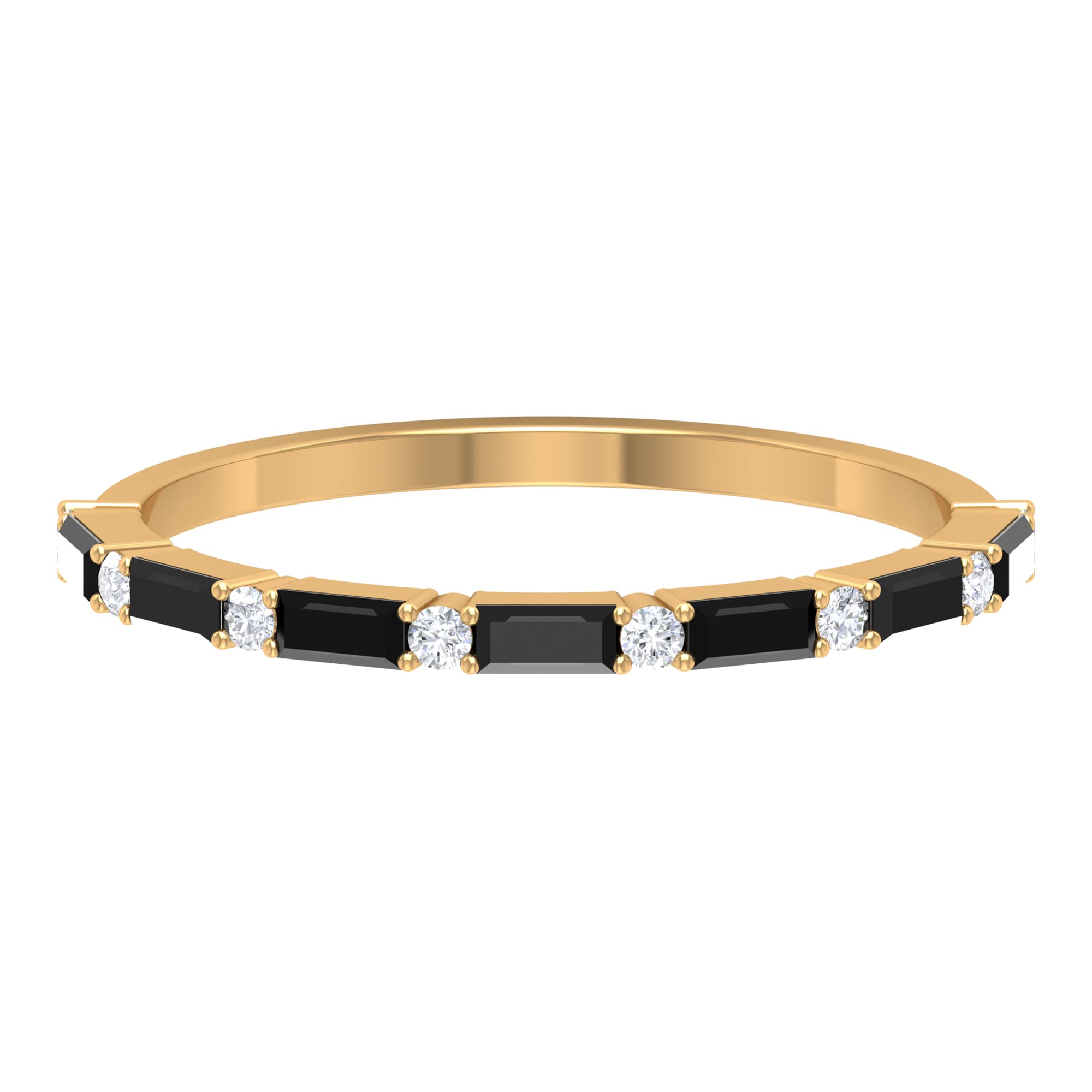 1/2 CT Black Spinel & Diamond 14K Solid Gold Half Eternity Ring for Women | Elegant Stackable Wedding Band, Anniversary Gift, or Everyday Jewelry