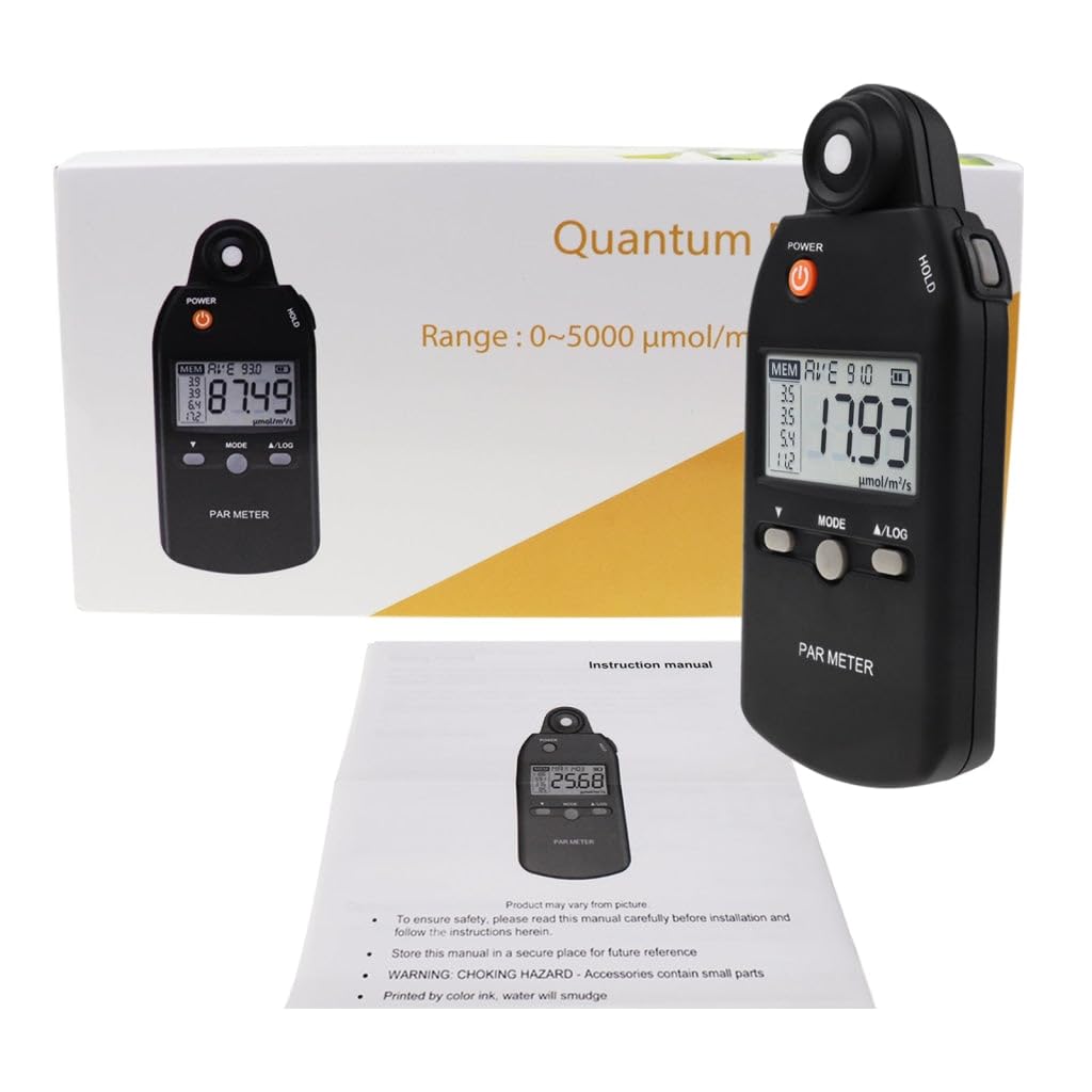 High Precision Quantum PAR Meter for LED Grow Lights - Full Spectrum PPFD Sensor (400-700nm) | Light Meter for Plants, Greenhouse & Indoor Farming | Perfect for Hydroponics, Horticulture & Cannabis Cultivation