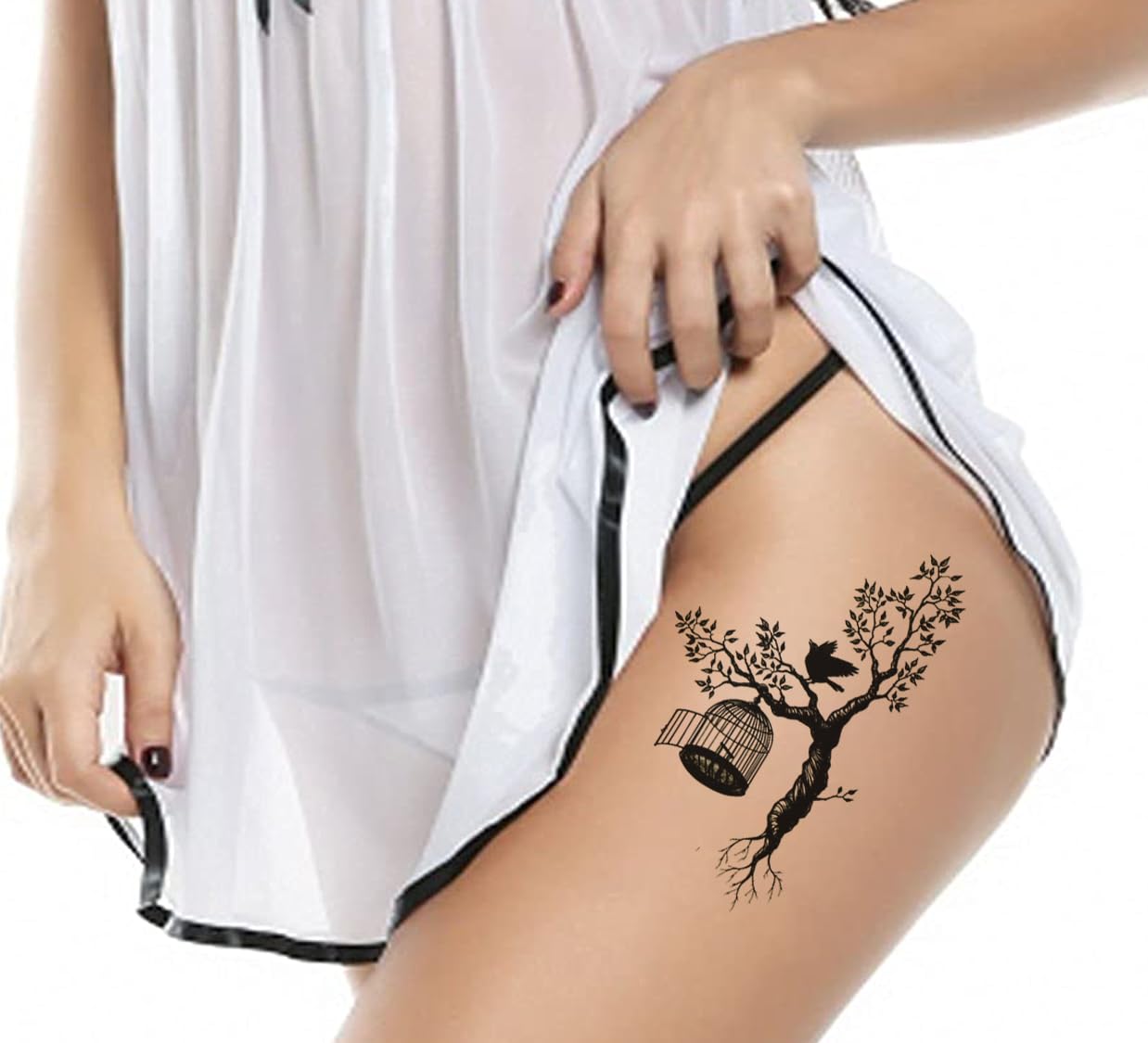 3D Realistic Temporary Tattoo Stickers for Adults - Waterproof Fake Tattoos for Men & Women, Boys & Girls - Floral, Butterfly, Star & Angel Designs (19x9cm) - Perfect for Parties, Halloween, Cosplay & Honeymoon Looks