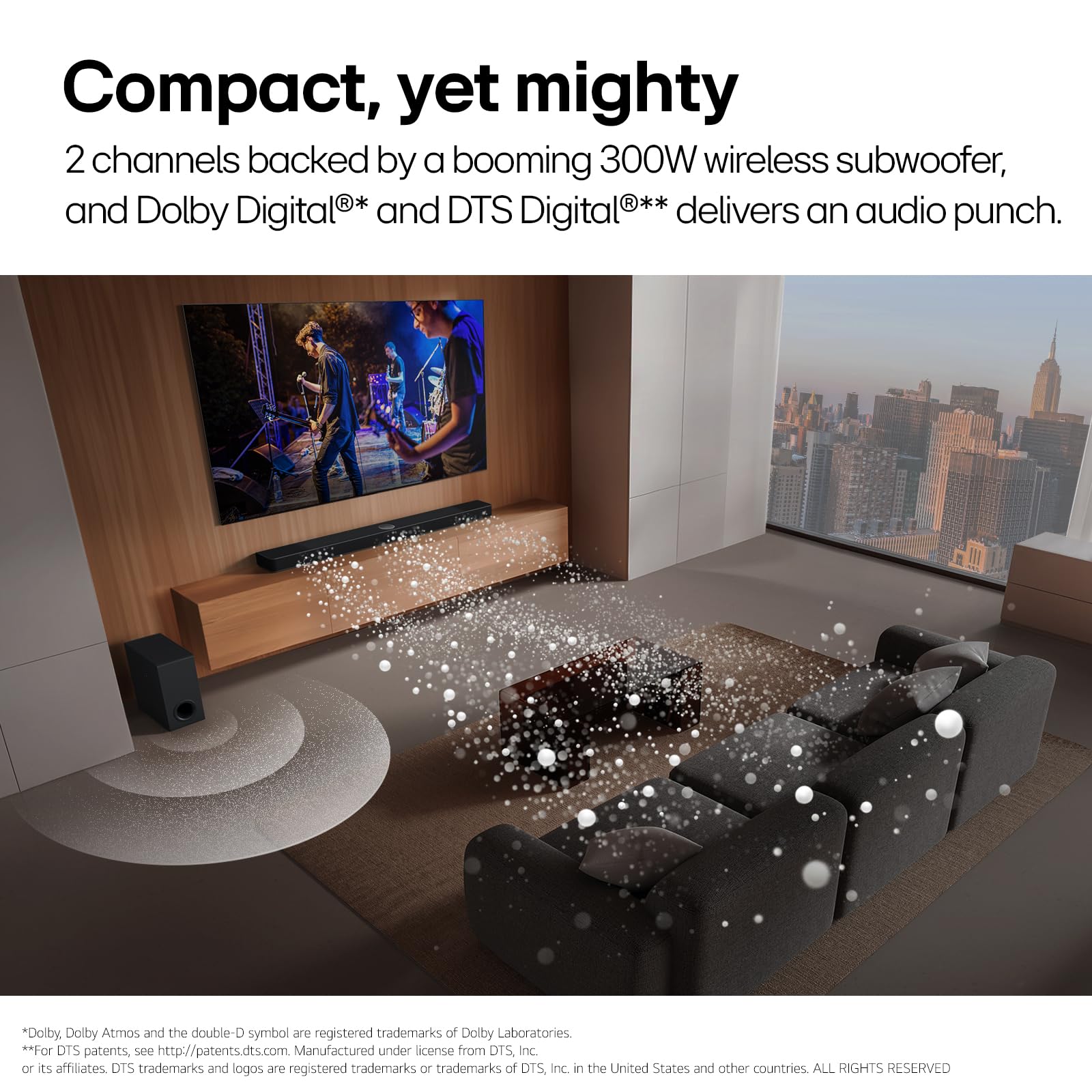 LG S40T 2.1 Channel Soundbar with Wireless Subwoofer - Dolby Digital & DTS Digital Surround - AI Sound Pro - Bluetooth & HDMI Connectivity (2024 Model) - Perfect for Home Theater, Gaming & Movie Nights