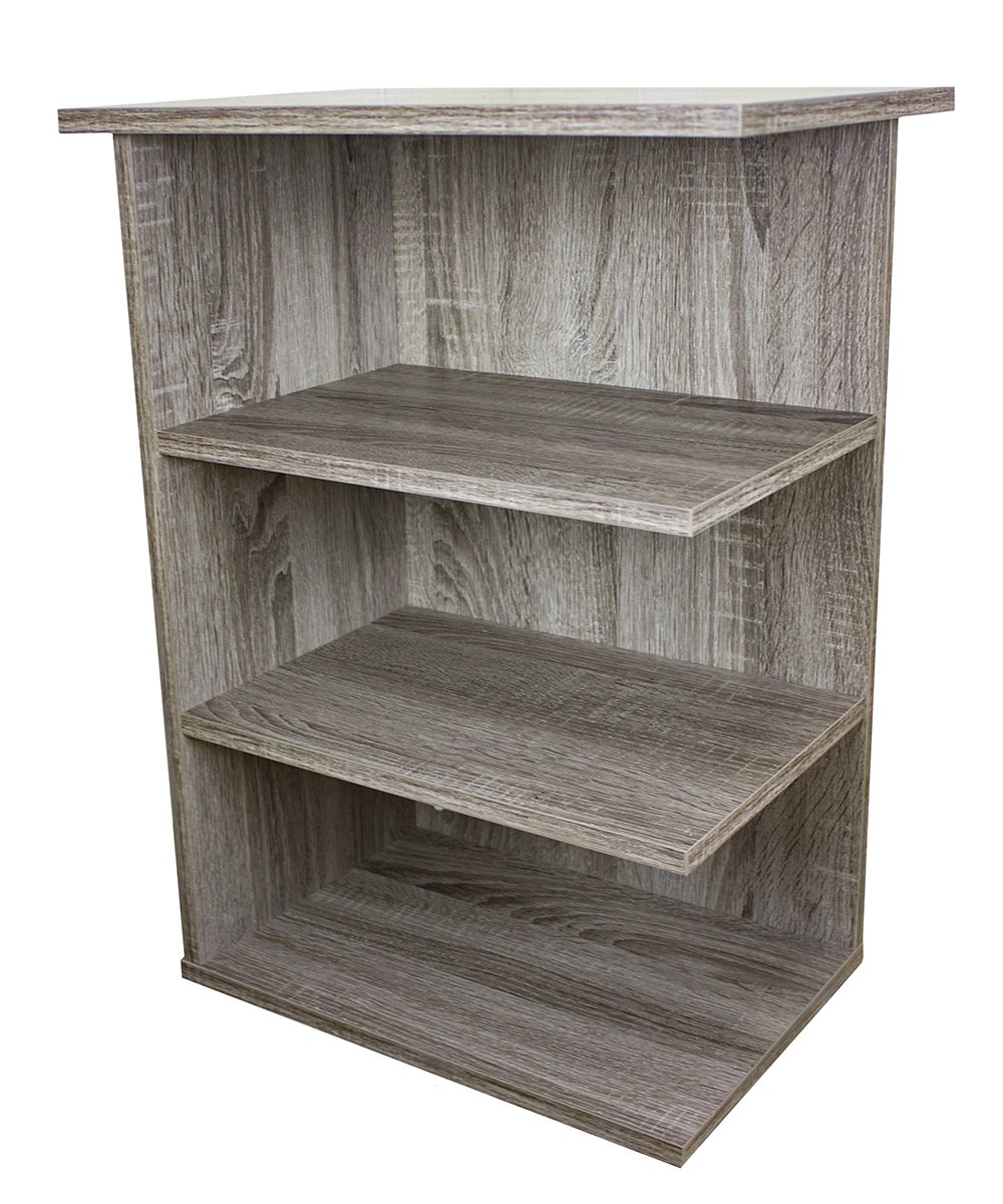 Rustic Grey Oak Magazine Rack End Table - Classic Side Table for Living Room, Bedroom, or Reading Nook - Holds Books, Newspapers & Coffee - Small Space Furniture - HomeConcept 11451RG - Perfect for Cozy Corners & Modern Farmhouse Decor