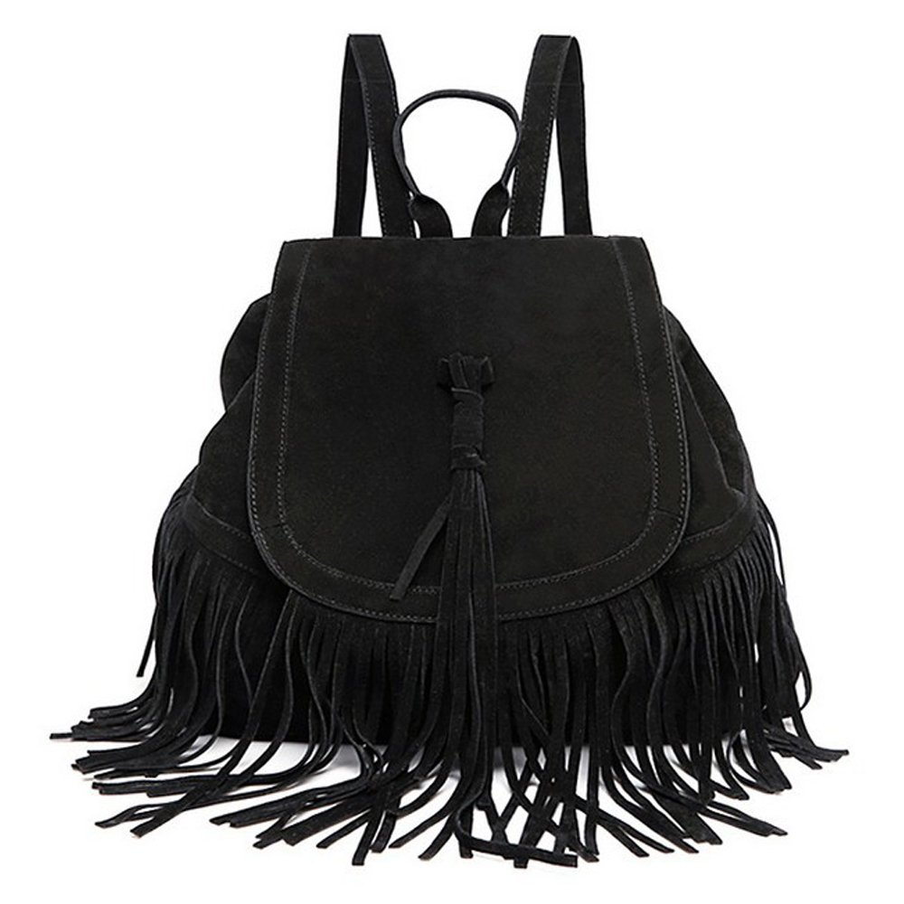 Stylish Women's Suede Fringe Tassel Backpack Purse - PU Leather Shoulder Bag for Travel, Work & Daily Use | Fashionable Daypack for Women | Perfect for Commuting, Shopping & Weekend Getaways