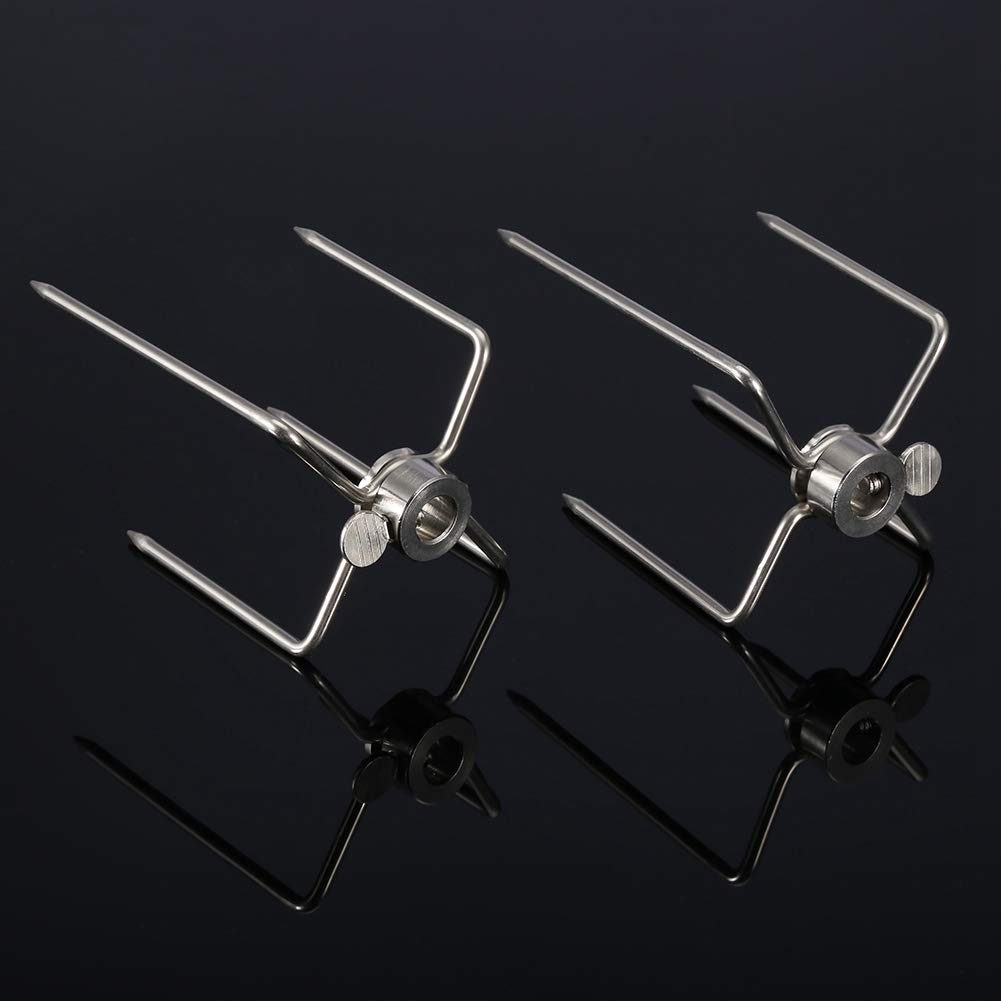 Haofy Rotisserie Spit Forks - 2-Piece Stainless Steel BBQ Grill Rotisserie Prongs for Perfectly Cooked Meats | Replacement Meat Forks Fits Most Rotisserie Spit Rods | Ideal for Backyard Grilling, Camping & Outdoor Cooking