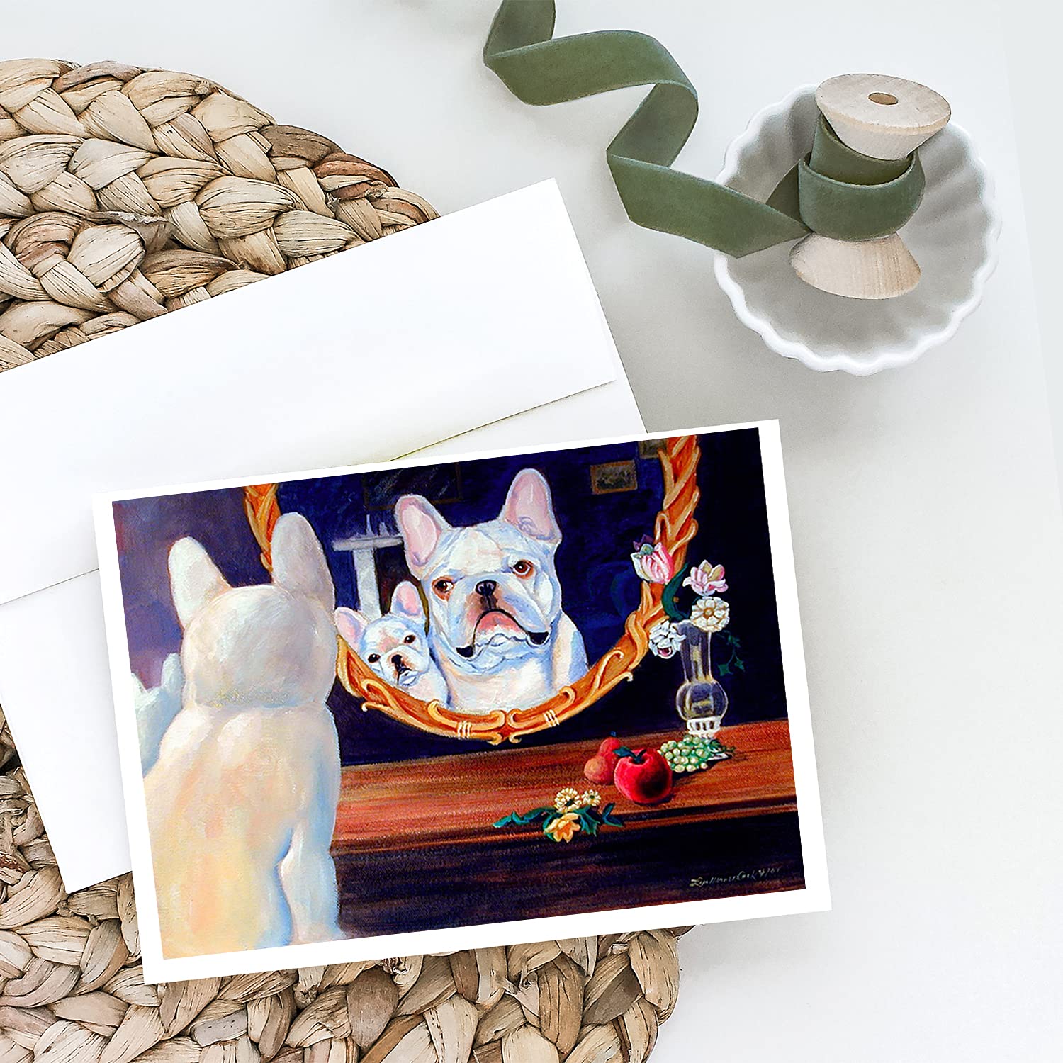 Caroline's Treasures 7514GCA7P French Bulldog Blank Greeting Cards - Pack of 8 A7 Size (5x7) Note Cards with Envelopes | Whimsical Dog Lover Stationery for Birthdays, Thank You Notes & Special Occasions