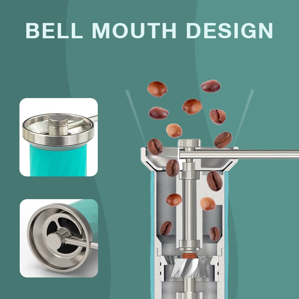 Premium Manual Coffee Grinder with Dual Stainless Steel Conical Burrs - Adjustable Coarse to Fine Grind Settings, 35g Magnetic Catch Cup - Perfect for Home, Office & Travel Coffee Brewing