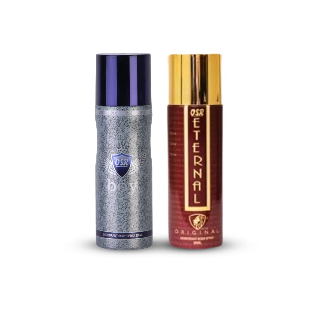 OSR Deodorant for Men - 200ML Long Lasting Body Spray with Premium Fragrance | Refreshing & Odor Protection | Perfect for Gym, Work & Daily Use (Boy And Eternal Scent)
