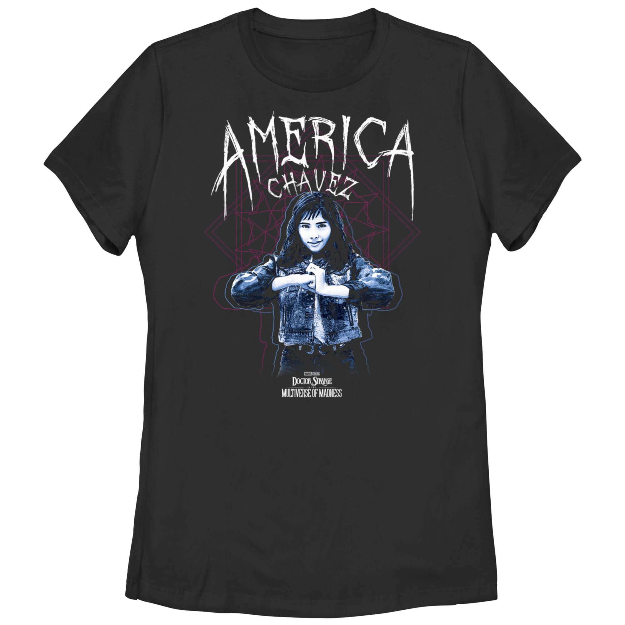 Women's Marvel Doctor Strange in The Multiverse of Madness America Chavez Graphic T-Shirt | Superhero Movie Merchandise | Perfect for Cosplay, Comic Con & Marvel Fans