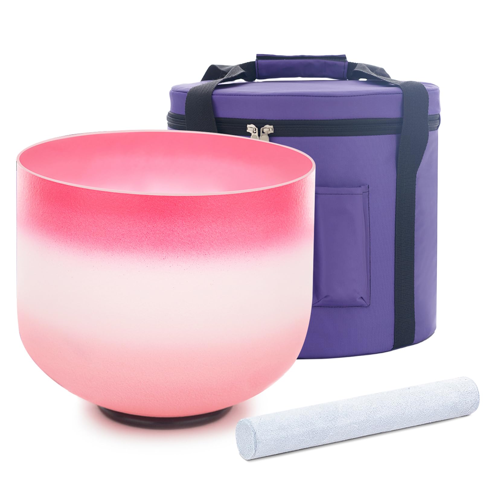 8 Inch F Note 432Hz Pink Singing Bowl - Frosted Quartz Crystal for Heart Chakra Meditation, Sound Healing Therapy with Suede Striker & Durable Carrying Case - Perfect for Yoga, Reiki, Stress Relief & Spiritual Practices