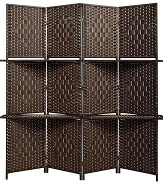 Silverst 4-Panel Room Divider - Brown Soundproof Privacy Curtains for Bedroom, Living Room & Closet - Noise Reducing Room Partition with Hanging Panels (72x84 Inches) - Perfect for Studio Apartments, Dorms & Office Spaces
