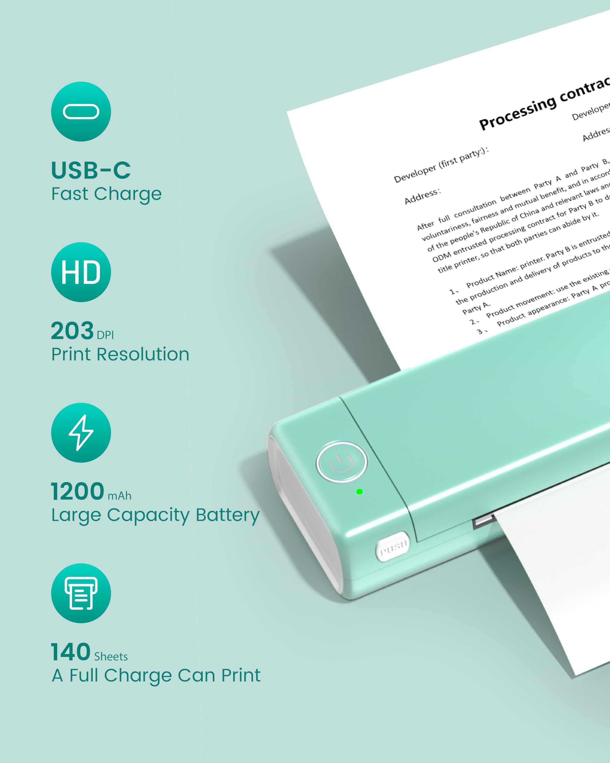 Phomemo M08F A4 Thermal Printer - Portable Bluetooth Mobile Printer for Laptops & Phones | Inkless Printing | Ideal for Home Office, Shipping Labels & Receipts