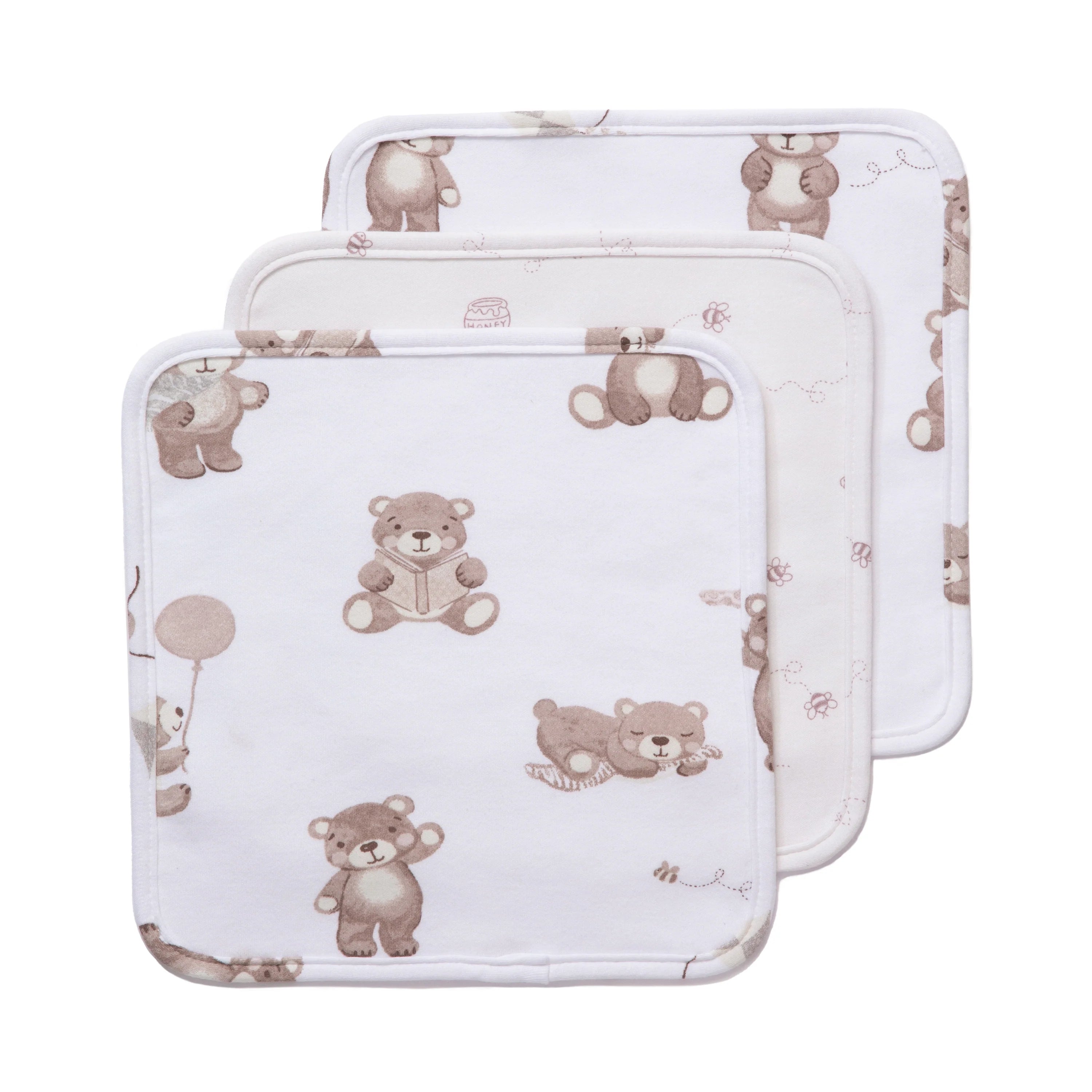 Soft and Cuddly Bear 3-Pack Washcloth Set - Perfect Baby Shower Gift for Newborns, Toddlers & Kids - Ideal for Bath Time, Nursery Decor, and Gentle Skin Care