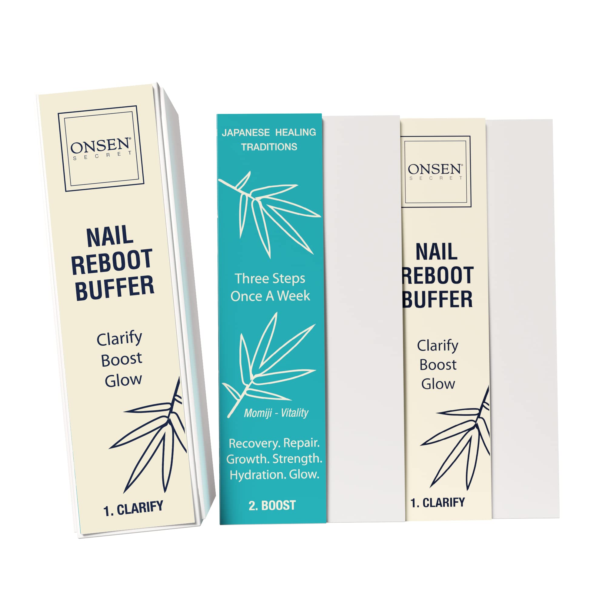 Onsen Professional Nail Buffer Kit with Replacement Pads - 3-Way Buffing Block for Smooth & Shiny Nails - Premium Manicure Tools for Salon & Home Nail Care - Perfect for Gel Polish Prep & Natural Nail Maintenance