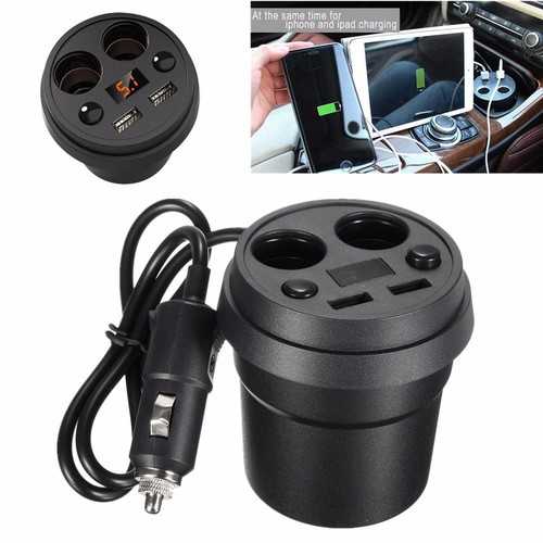 Dual USB Car Charger Adapter with LED Display - 2-Port Cigarette Lighter Splitter for Phone & Devices - Perfect for Road Trips & Family Travel