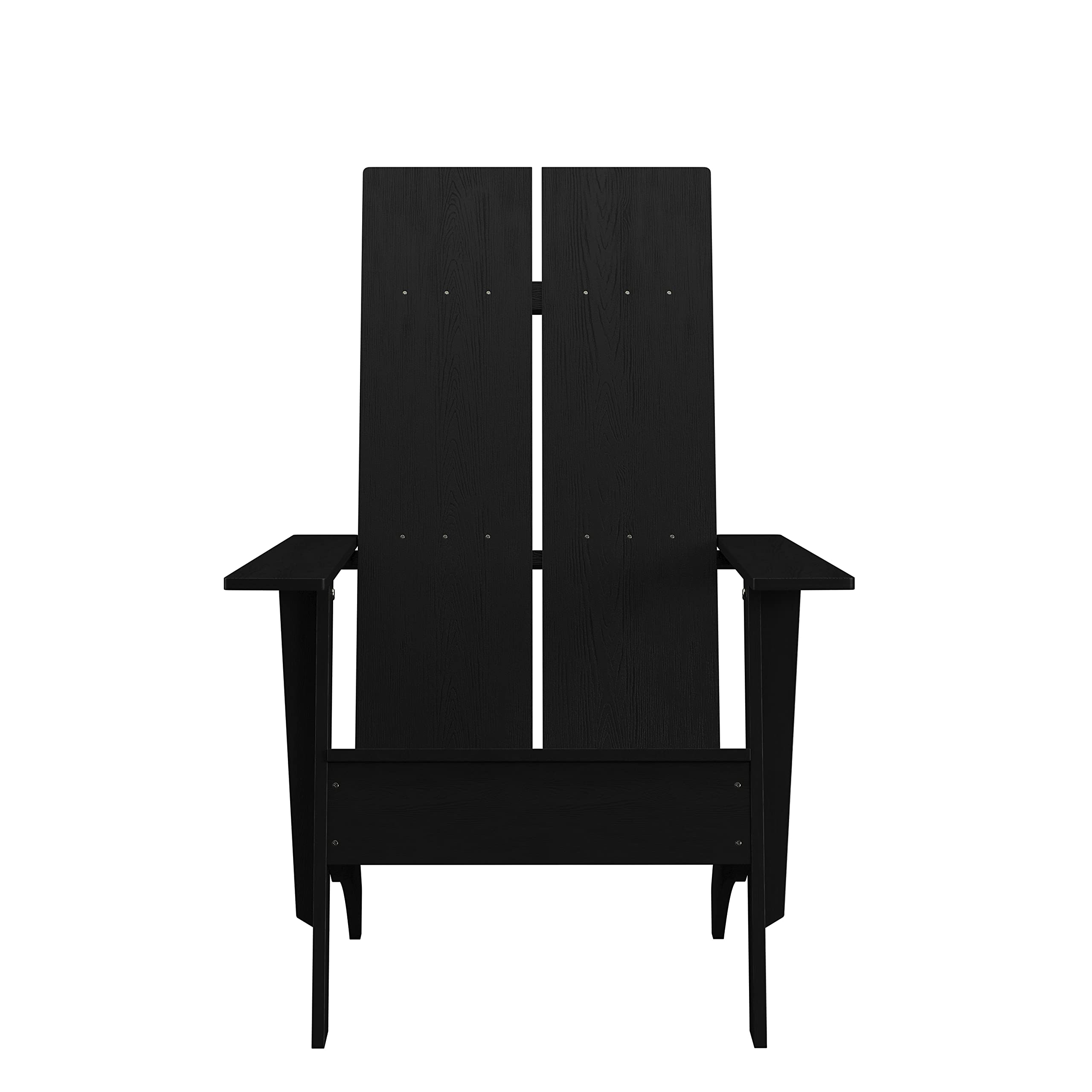 EMMA + OLIVER Set of 2 Black Modern Dual Slat Back Adirondack Chairs for Patio, Garden, Poolside & Indoor Use - Weather-Resistant Outdoor Furniture