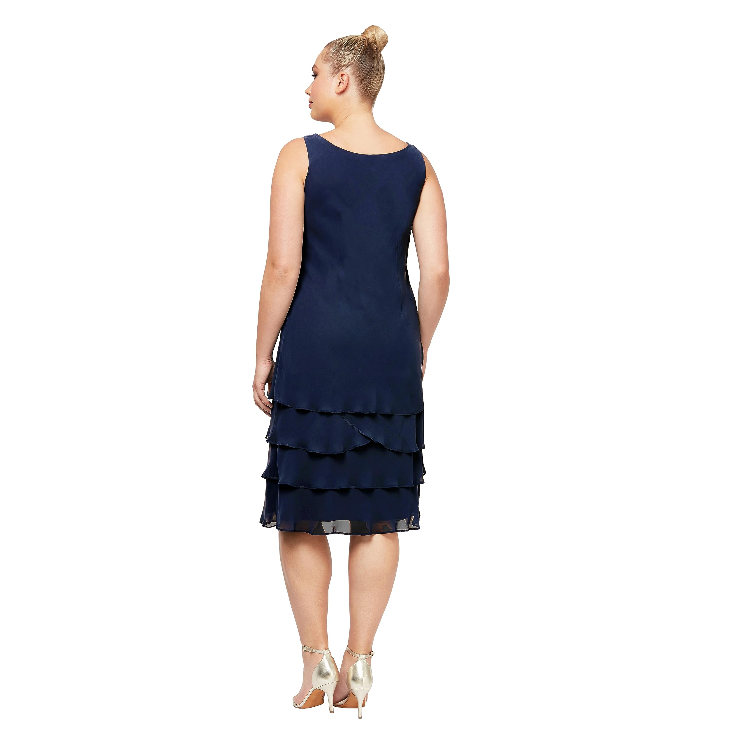 Women's Plus Size Embellished Shoulder Chiffon Tiered Jacket - Elegant Mother of The Bride Dress for Weddings, Parties & Special Occasions | S.L. Fashions