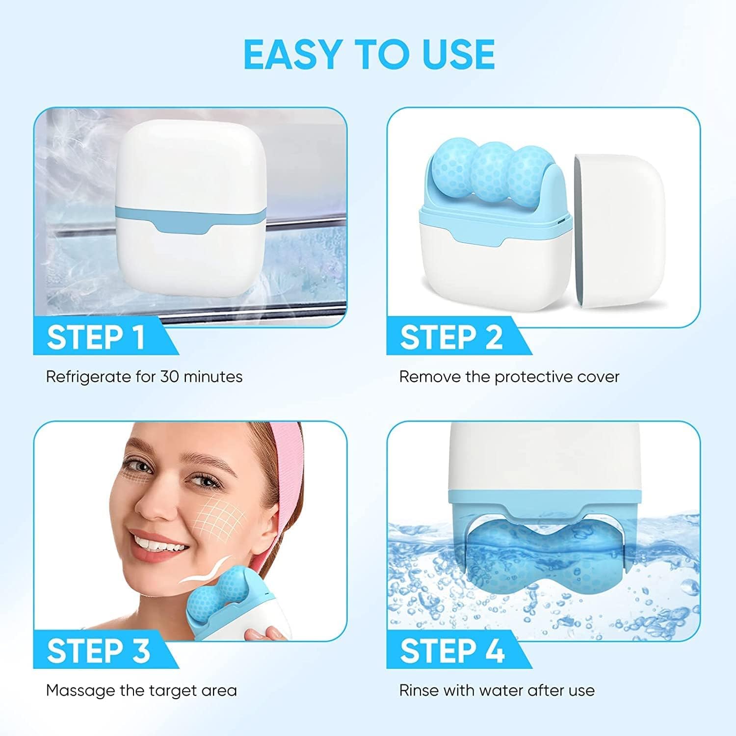 Toriox Ice Roller for Face & Eyes - Cold Therapy Massager for Puffiness, Migraine & Pain Relief - Skin Care & Beauty Tool for Women - Perfect for Morning Routine & Post-Workout Recovery