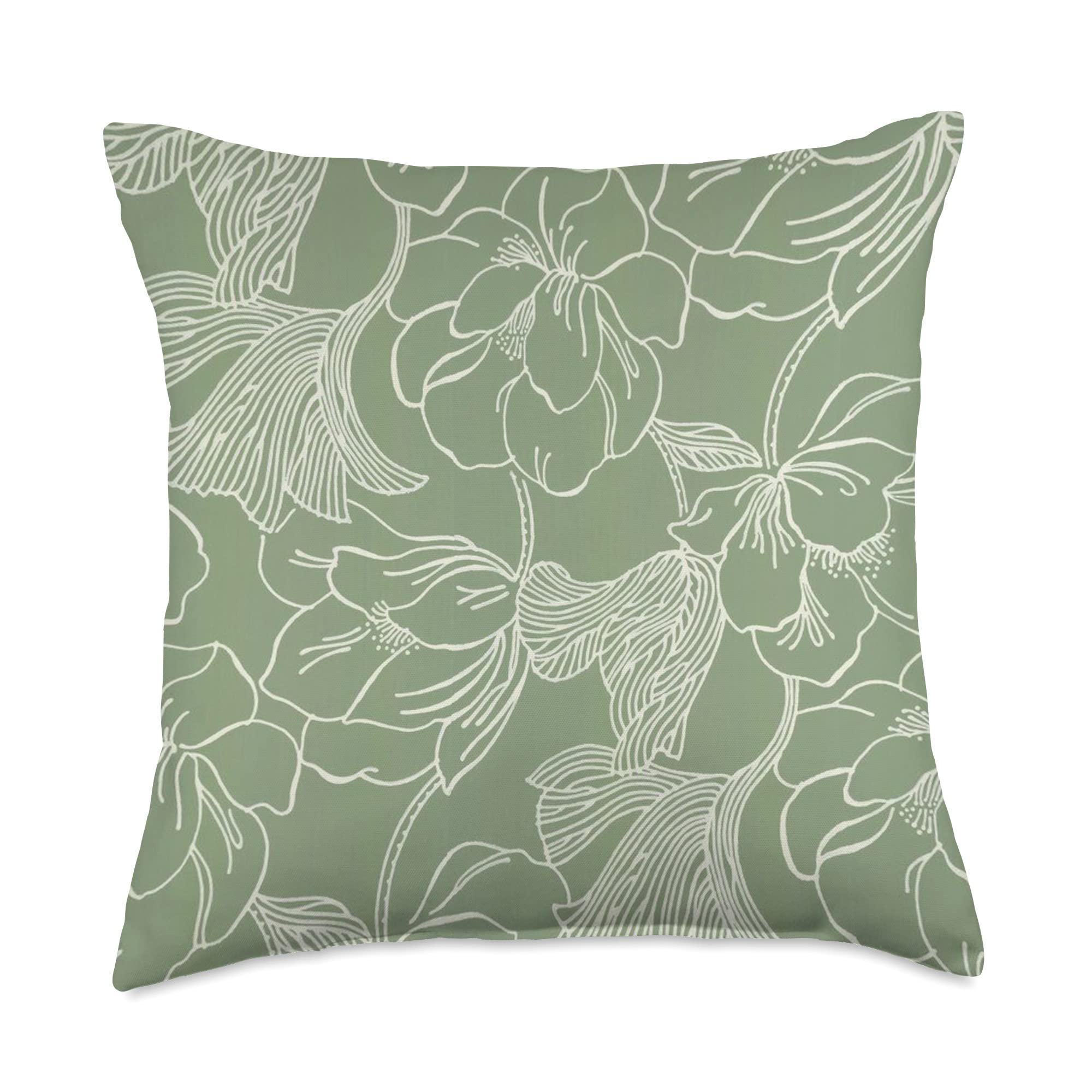 Green Couch Plant Pattern Throw Pillow 18x18 Inches - Multicolor Bohemian Decor for Living Room, Bedroom & Outdoor