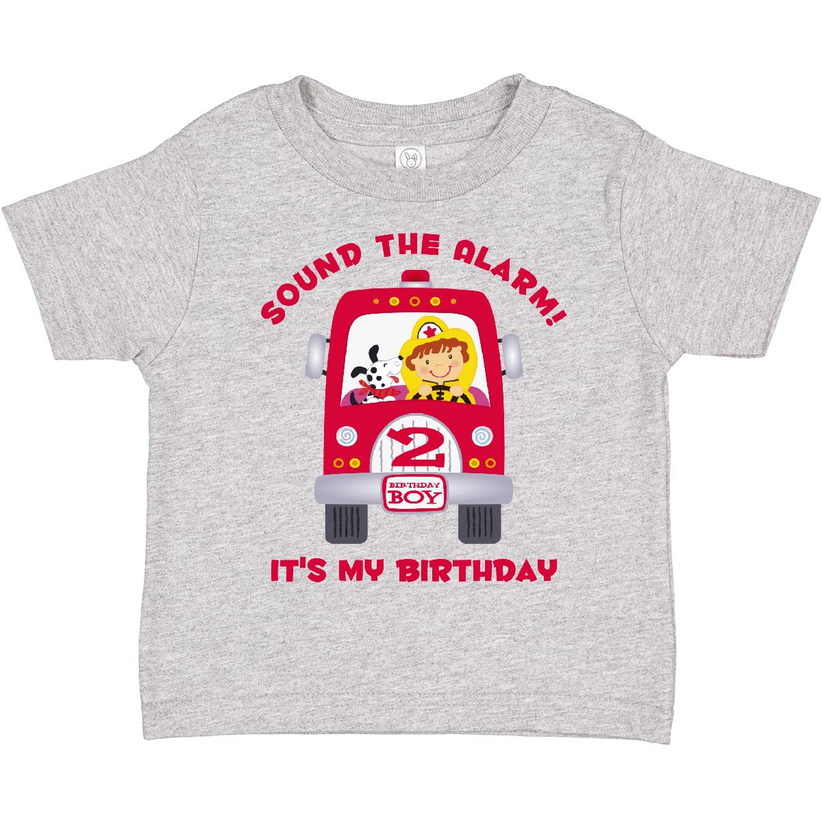 inktastic Fire Truck 2nd Birthday Boy Toddler T-Shirt - Fun Party Outfit for 2 Year Old Boys Birthday Celebration
