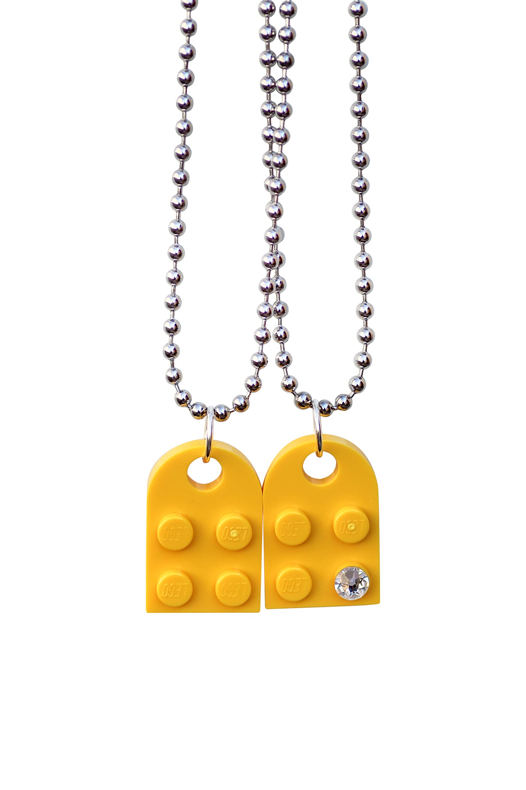 Swarovski Crystal Brick Heart Lego Necklace - 2 Bricks & 2 Silver Ball Beads Friendship Gift for Couples, BFF, Him or Her - Elegant Black Gift Box - Perfect for Anniversaries, Valentine's Day & Romantic Surprises - By TANTANBRICKS4U