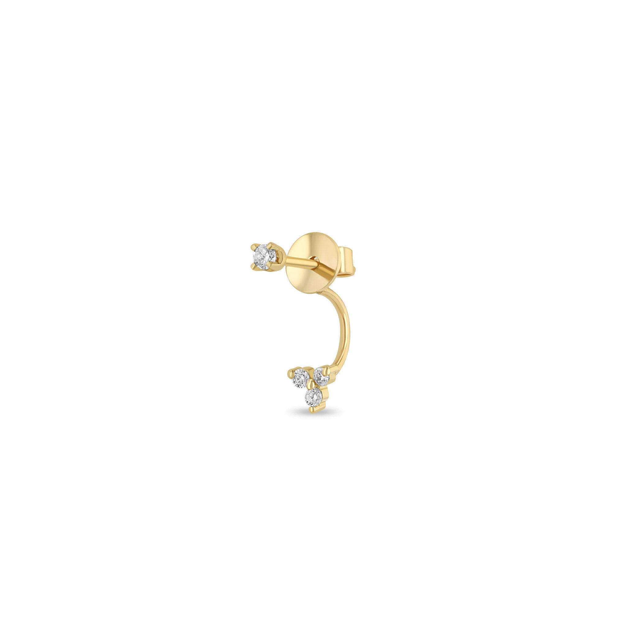14K Gold Diamond Stud Earrings with Trio Jacket - Elegant & Durable for Women - Perfect for Weddings, Parties & Everyday Wear
