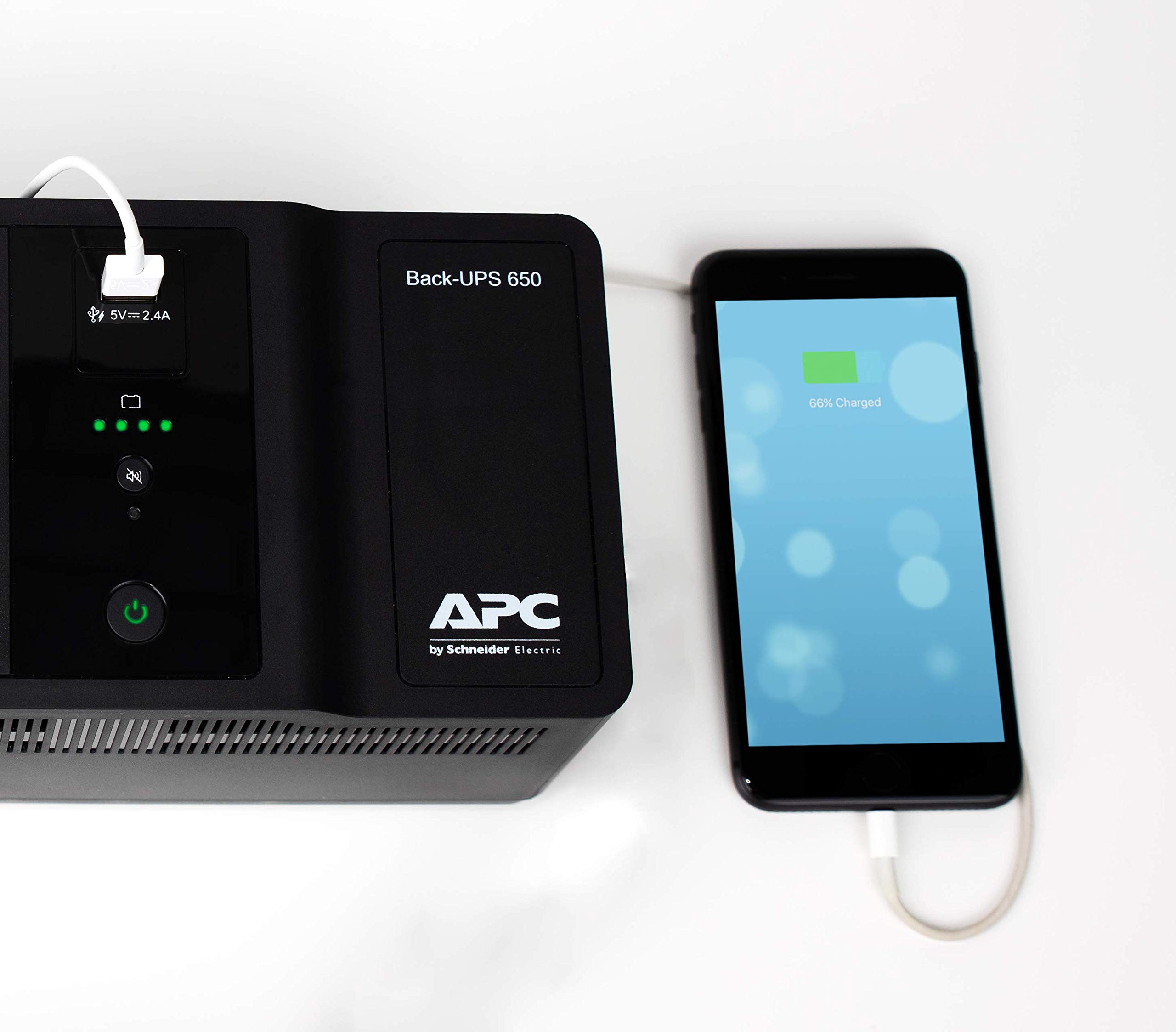 APC by Schneider Electric Back-UPS ES BE650G2-IT 650VA Uninterruptible Power Supply (UPS) with 8 Surge Protected Outlets, 1 USB Charging Port, 400W - Ideal for Home Office, Computer, Router & Electronics Backup Power Protection