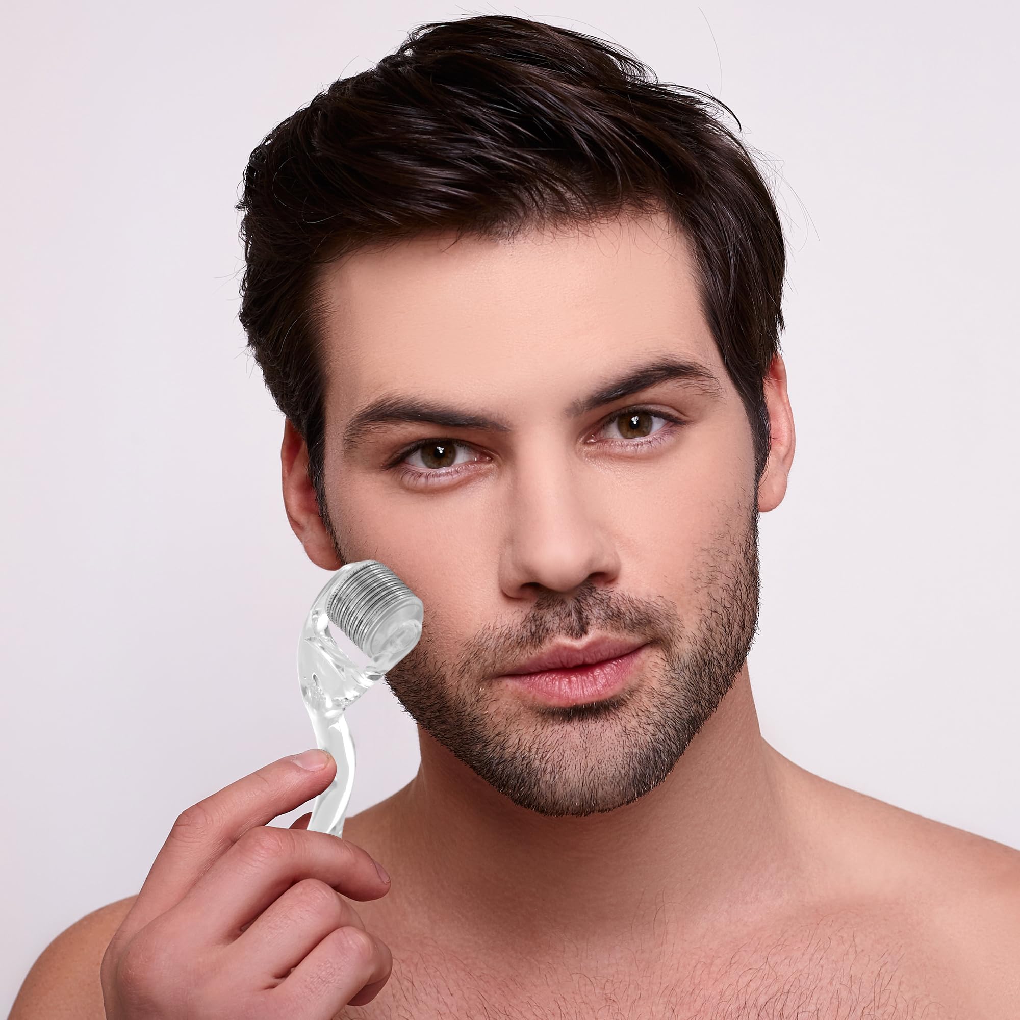 GlSkyn Derma Roller for Face, Scalp & Beard - 0.25mm Microneedling Roller with 540 Titanium Needles for Skin Rejuvenation, Hair Growth & Beard Care - Perfect for At-Home Skincare Routine & Beauty Treatments