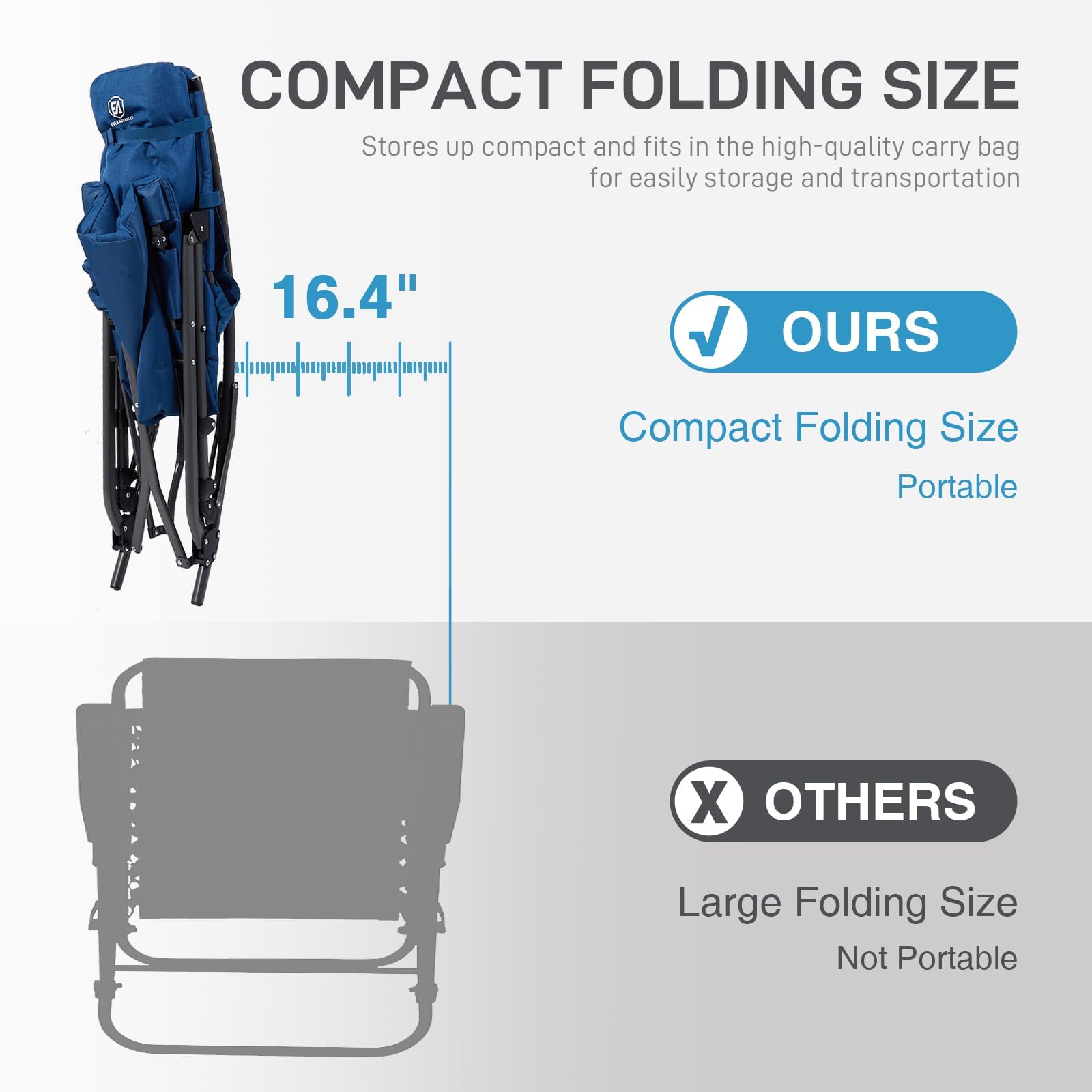 EVER ADVANCED Oversized Folding Rocking Camping Chair - Heavy Duty 400lbs Capacity Padded Portable Rocker for Adults - Perfect for Patio, Lawn, Beach, Backyard & Outdoor Relaxation