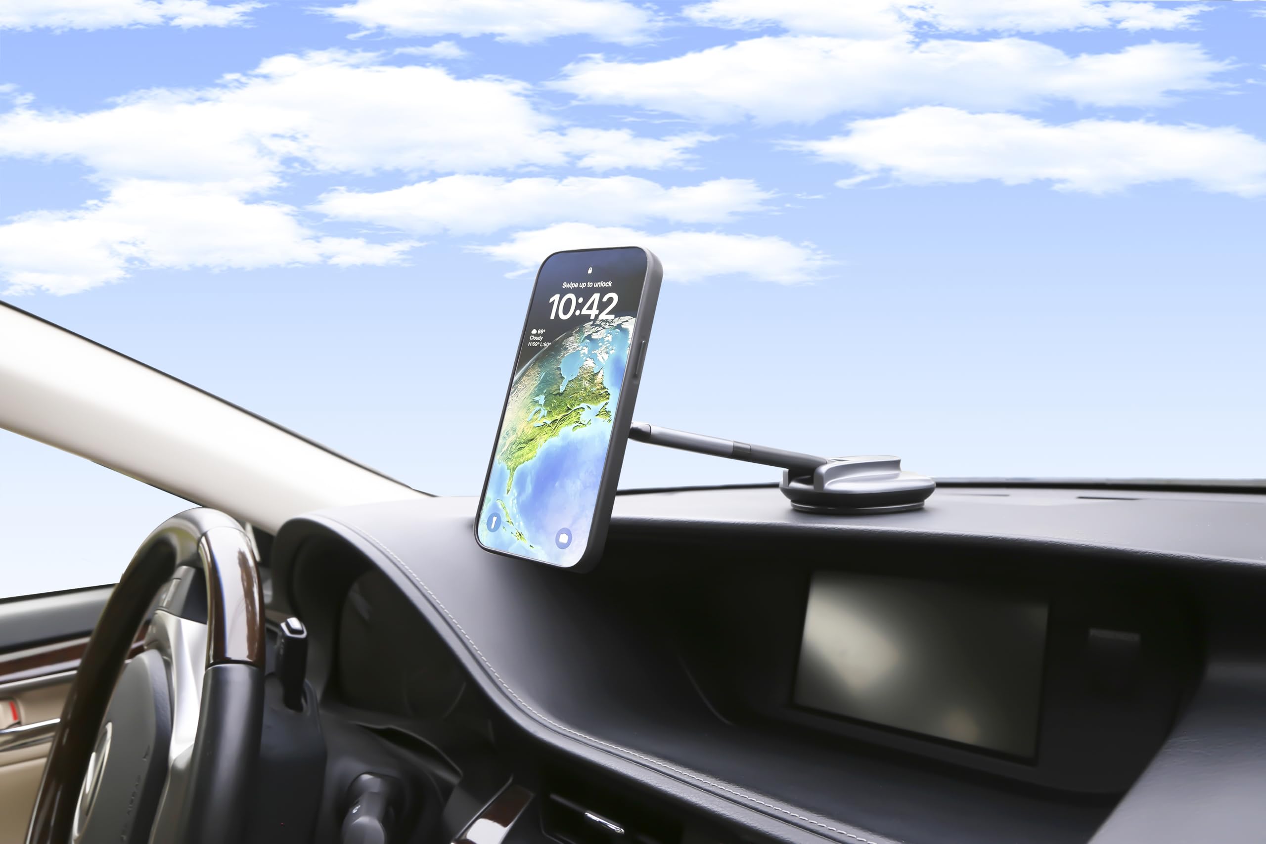 Strong Magnetic Phone Holder for Car - Dashboard & Windshield Mount with 6 Super Magnets - Universal Smartphone & GPS Accessory - Perfect for Hands-Free Driving & Navigation