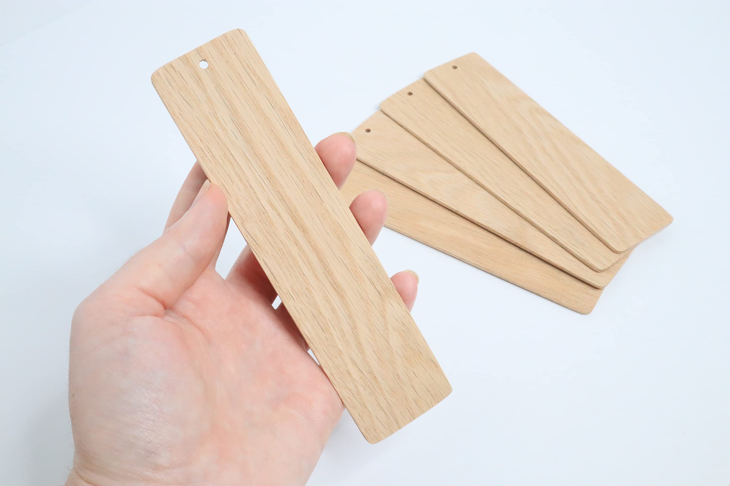 50-Piece Oak Wooden Bookmark Blanks Set - DIY Craft Supplies for Bookmark Making, Scrapbooking & Woodworking Projects - Unfinished Wood Crafts for Artists & Book Lovers