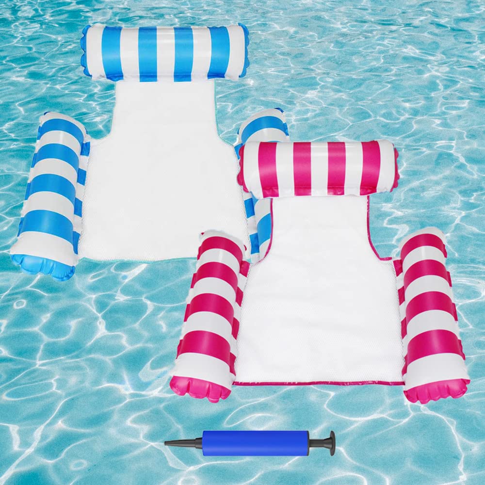 MILILOVE Inflatable Water Pool Chairs Floats with Airbag Backrest, Swimming Float Hammock for Lake, Outdoor, Beach, and Relaxation