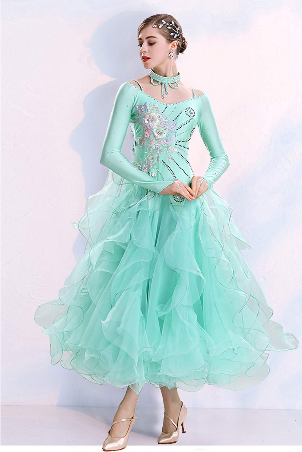 Elegant Ballroom Competition Dance Dress for Waltz & Tango - Professional Standard Latin Dress for Women - Perfect for Dance Competitions, Performances & Social Events