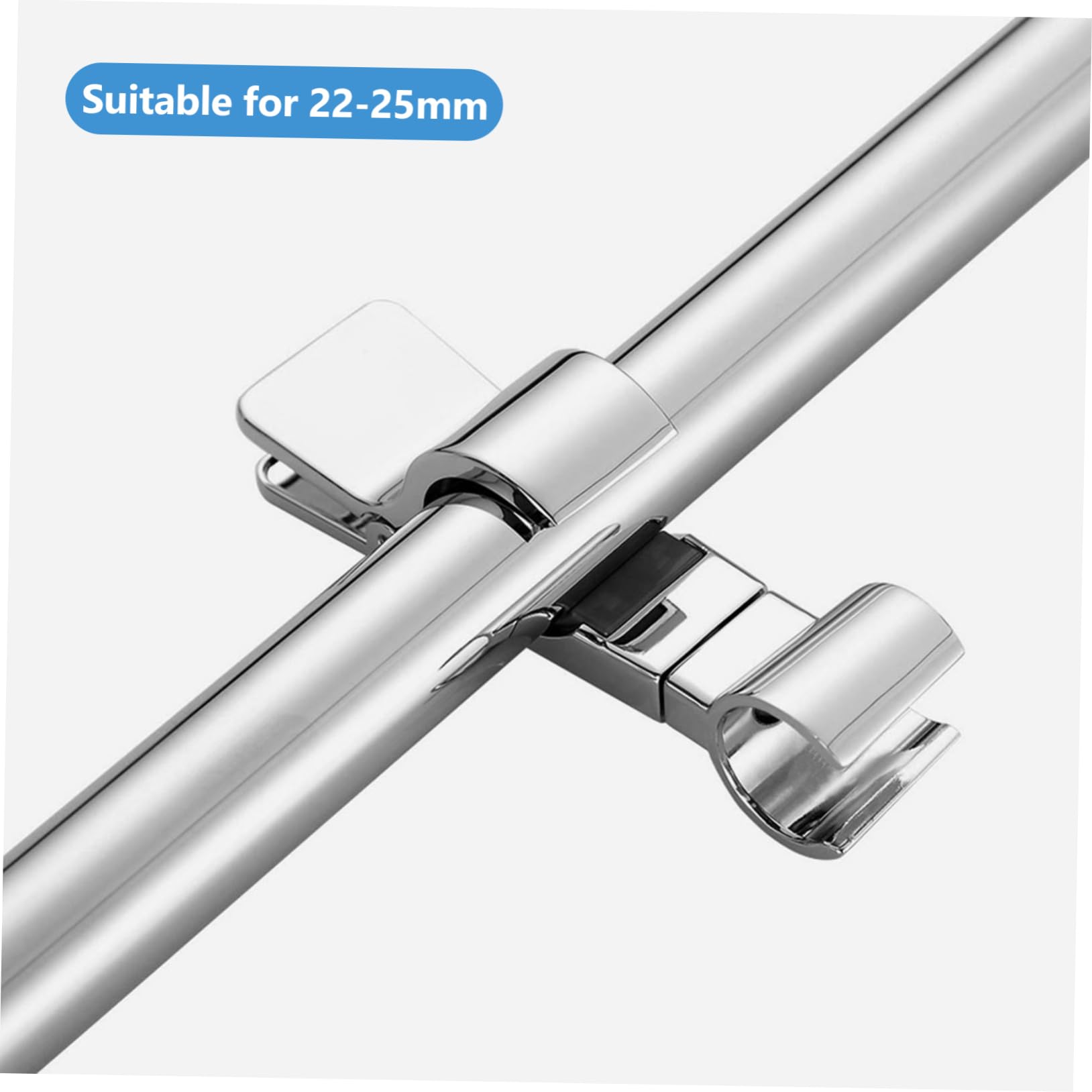 Cabilock Adjustable Shower Head Bracket Holder - Wall Mount No Drill Shower Rail Clamp for Bathroom - ABS Plastic Shower Sprayer Bar Accessories - Perfect for Small Bathrooms & Rented Apartments