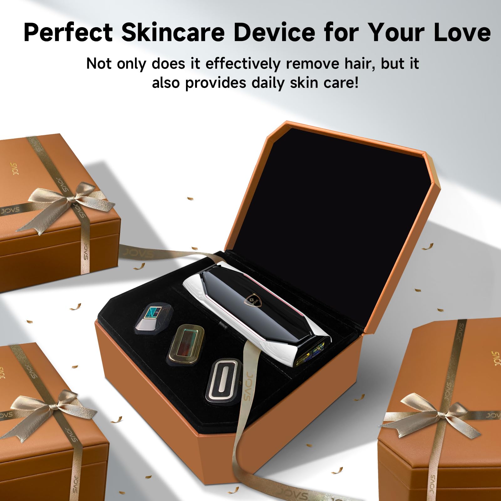 JOVS Laser Hair Removal Device for Women & Men - Painless 37°F Ice Cooling Technology, 3-in-1 Hair Removal & Skin Rejuvenation, 8 Modes for Full Body Care, Touch Screen - White | At-Home IPL Treatment for Face, Legs, Bikini Line & Underarms