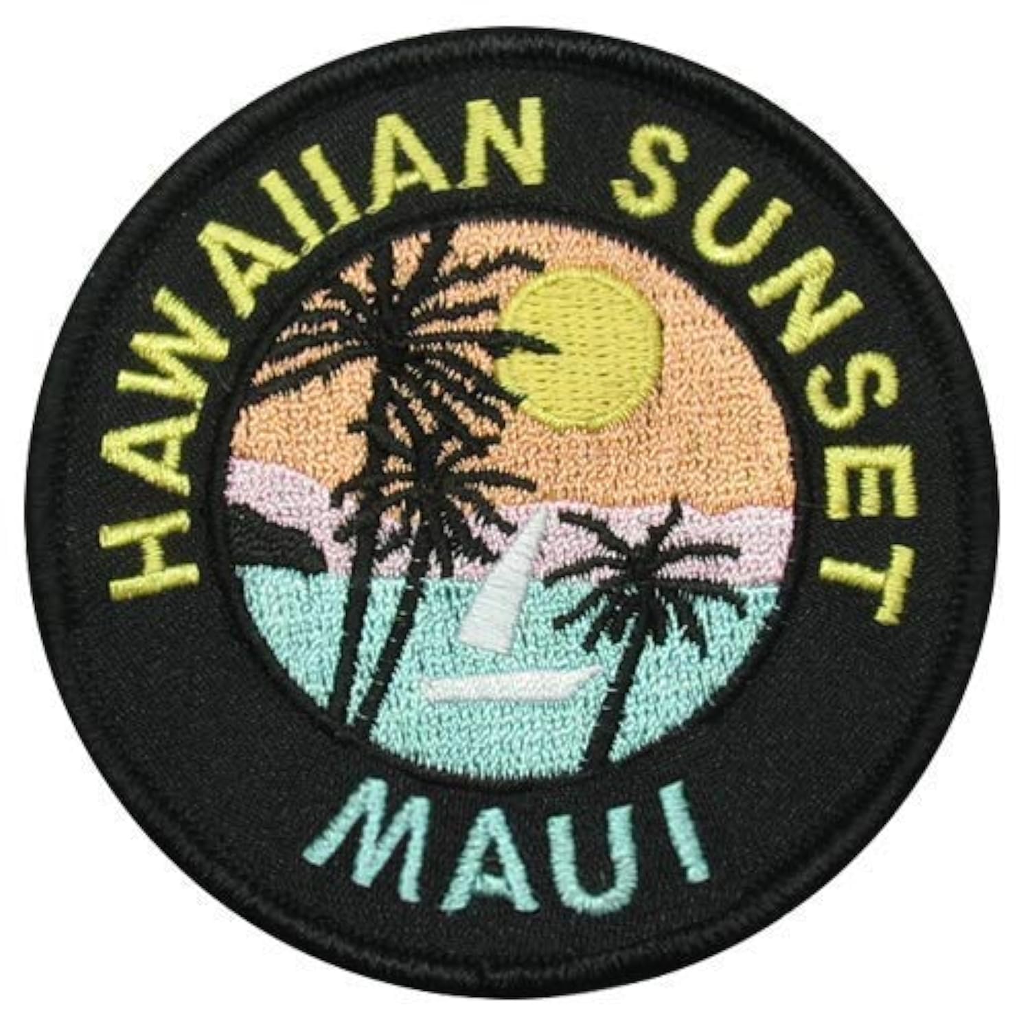 KC Hawaii Iron-On Embroidery Applique Patch - Vibrant Maui Sunset Design for Jackets, Hats & Bags | DIY Sewing & Clothing Customization