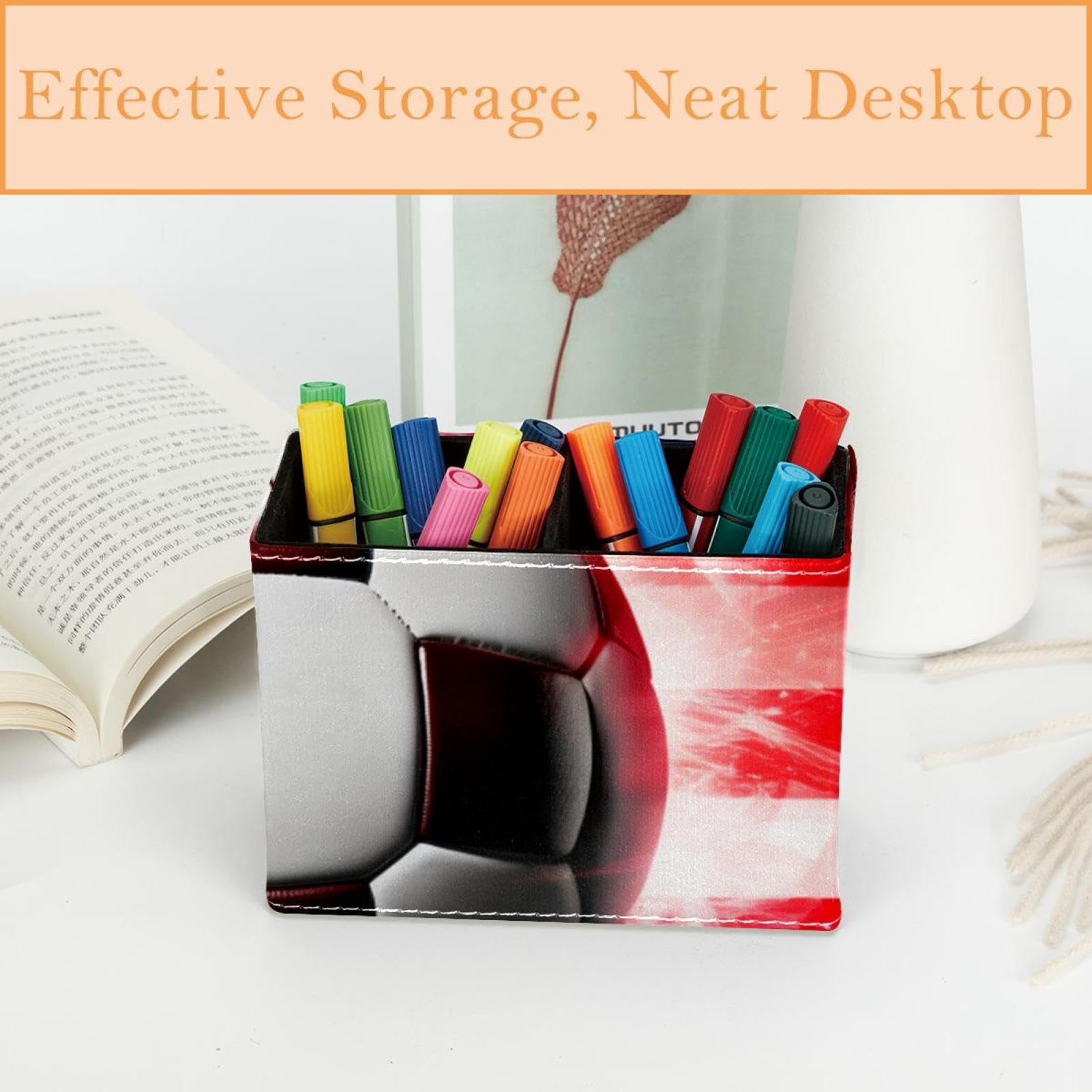 American Flag & Football Pen Holder - Desk Organizer for Pens & Office Supplies | Perfect for Home, Office & School Desks