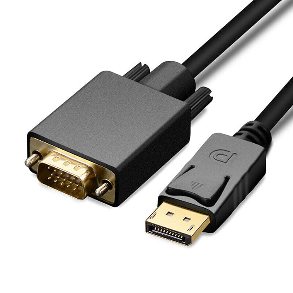 axGear 6Ft DisplayPort to VGA Cable - DP Male to VGA Male Adapter - 1080P Full HD Resolution - Compatible with Laptop, PC, Monitor - Perfect for Home Office, Gaming & Multimedia Setup