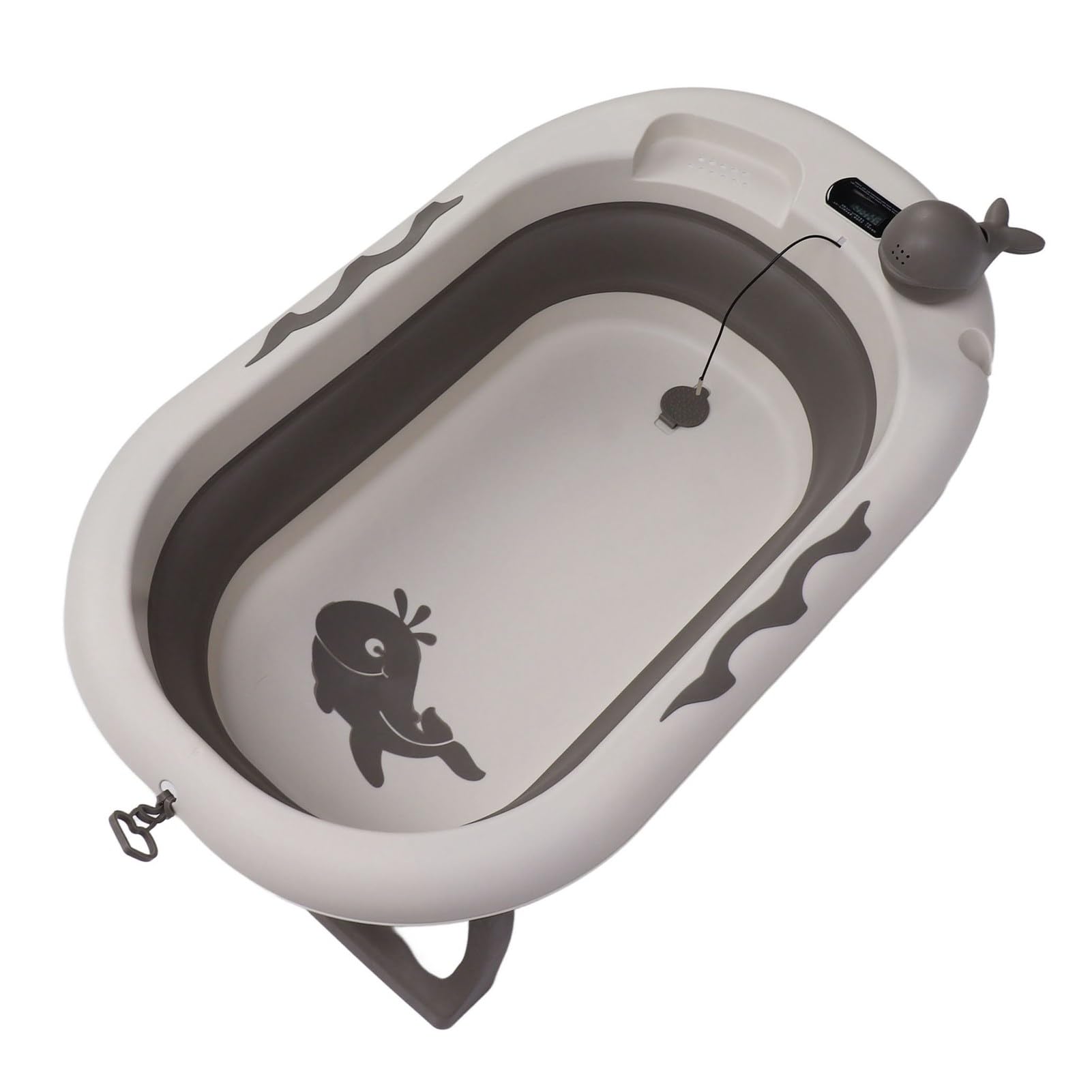 Foldable Temperature-Sensing Baby Bathtub with Drain - Widened Design for Newborns & Toddlers - Portable Infant Bath Tub for Home, Travel & Daily Use