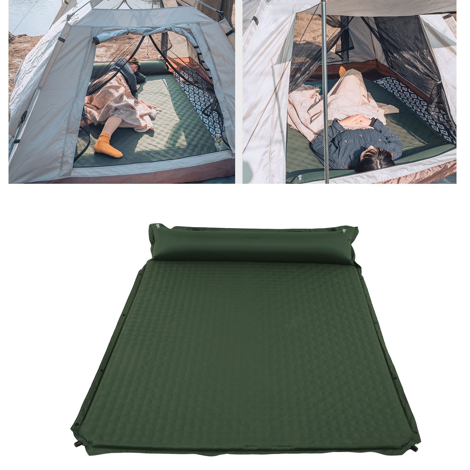 LBEC Inflatable Camping Bed - Green Floating Design with Automatic Pump, 1.2 Inch Thick Air Mattress for Outdoor Travel & Backpacking | Perfect for Camping, Hiking, and Road Trips
