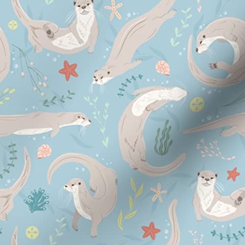 Otters Sea Ocean Printed Minky Fabric Fat Quarter - Soft Plush Fabric for Sewing Baby Blankets, Quilt Backing & DIY Crafts - Perfect for Nursery Decor, Baby Gifts & Cozy Home Projects