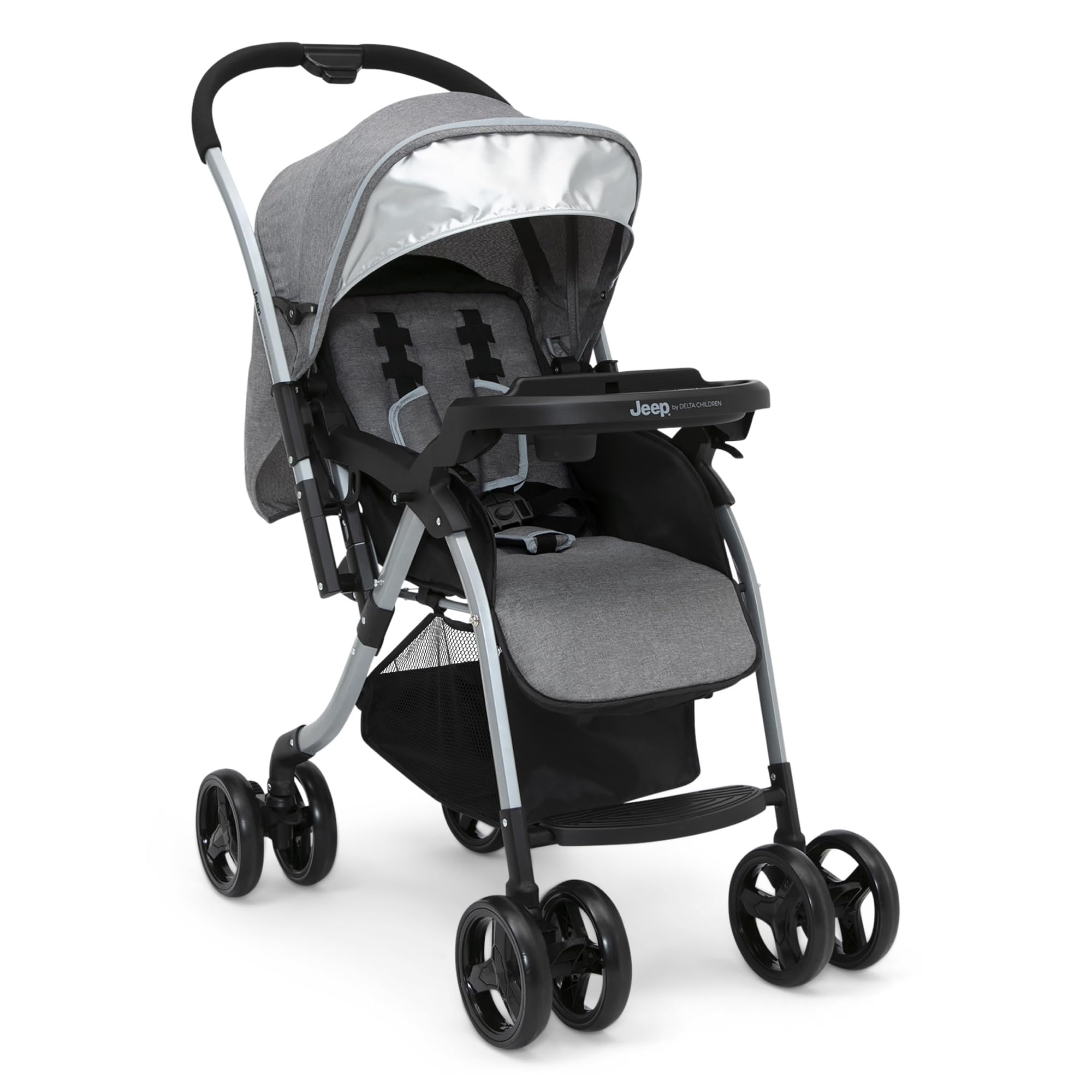 Jeep Unlimited Reversible Handle Stroller - Grey Tweed Baby Stroller with Adjustable Seat | Perfect for Newborns, Toddlers & Travel | Lightweight Compact Design for Shopping, Park Walks & Airplane Travel